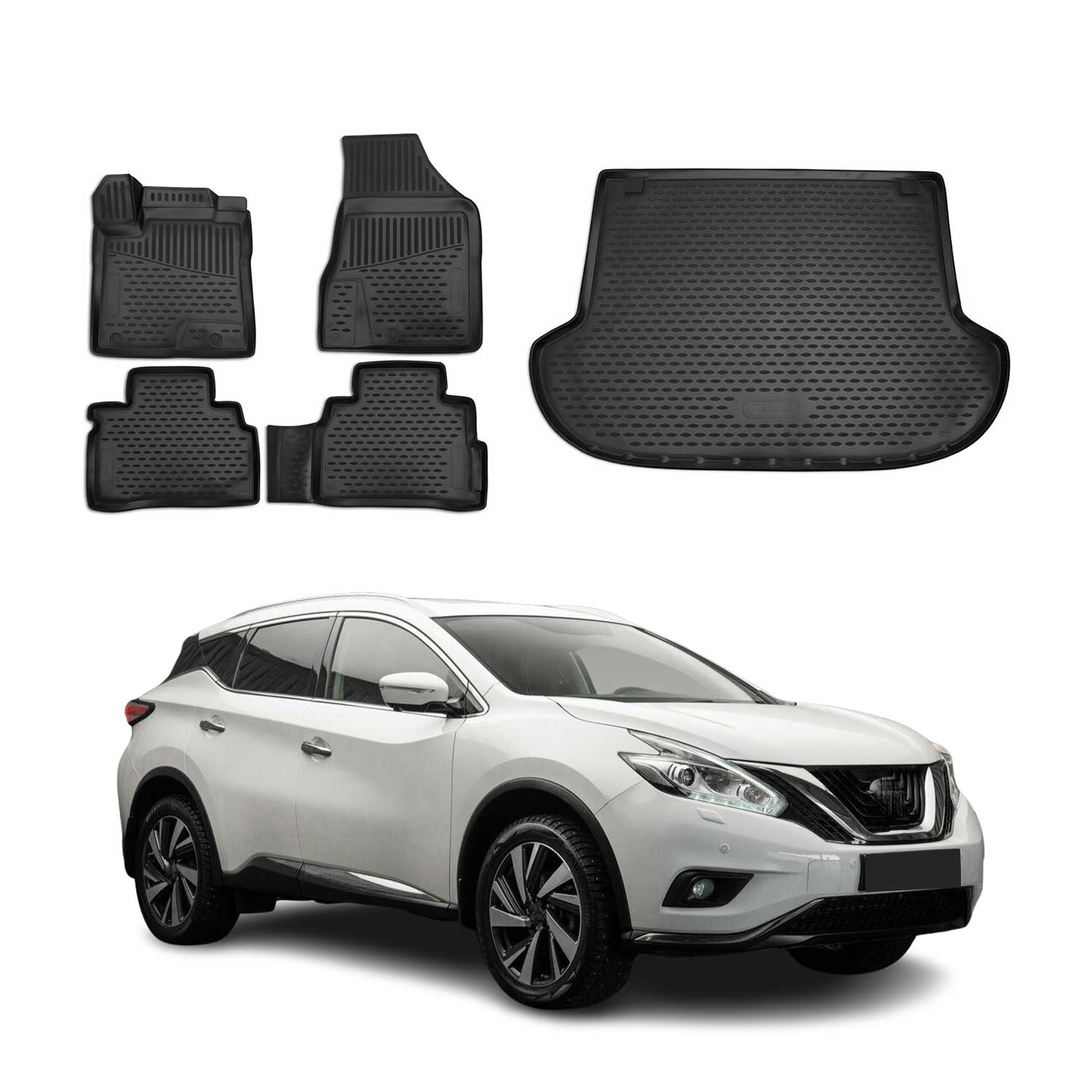 2015-2018 Nissan Murano Floor Mats & Cargo Liner Full Set All Weather Black