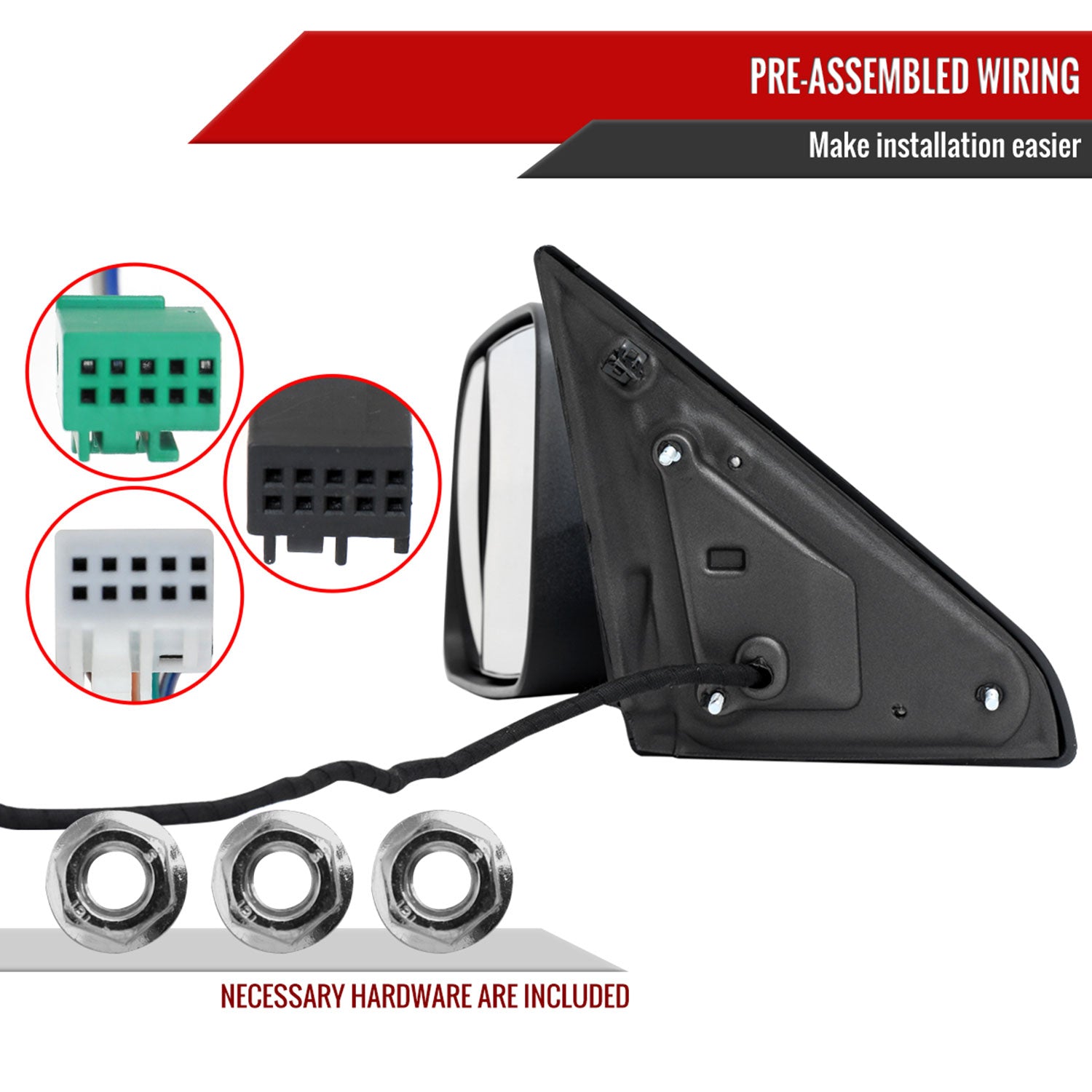 2019-2022 Ram 2500 3500 Black Auto-Fold Side Mirror & Turn Signal Driver Side