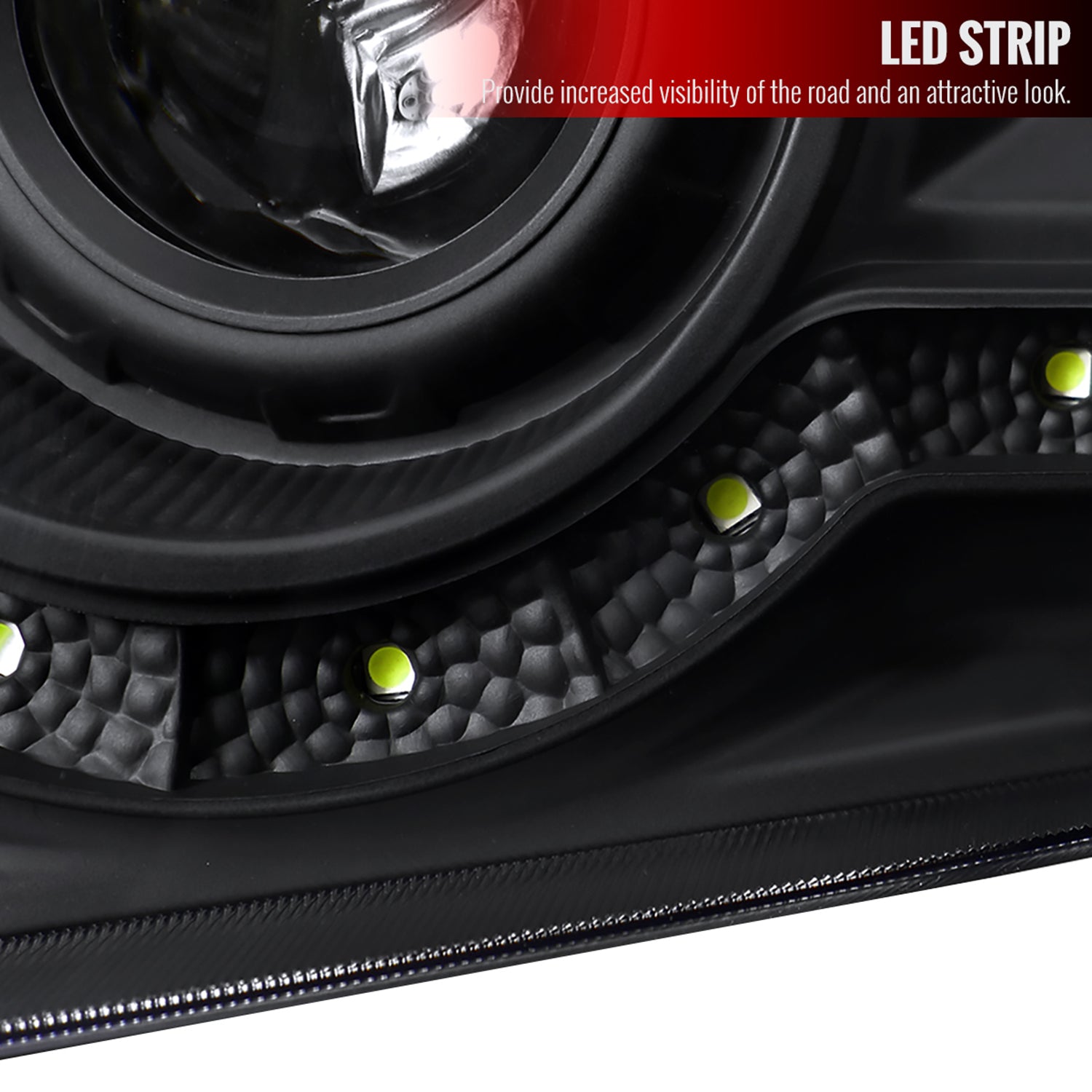 1999-2004 Ford F-250/350/450/550/Excursion Projector Headlights LED Black