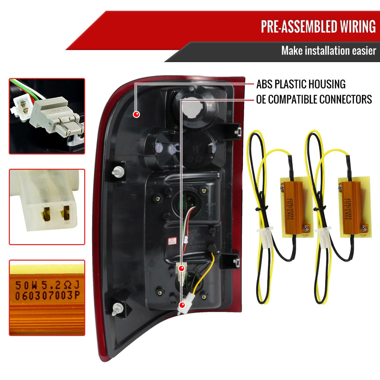 2007-2014 Chevrolet Silverado LED Tail Lights Chrome Housing/Red Lens