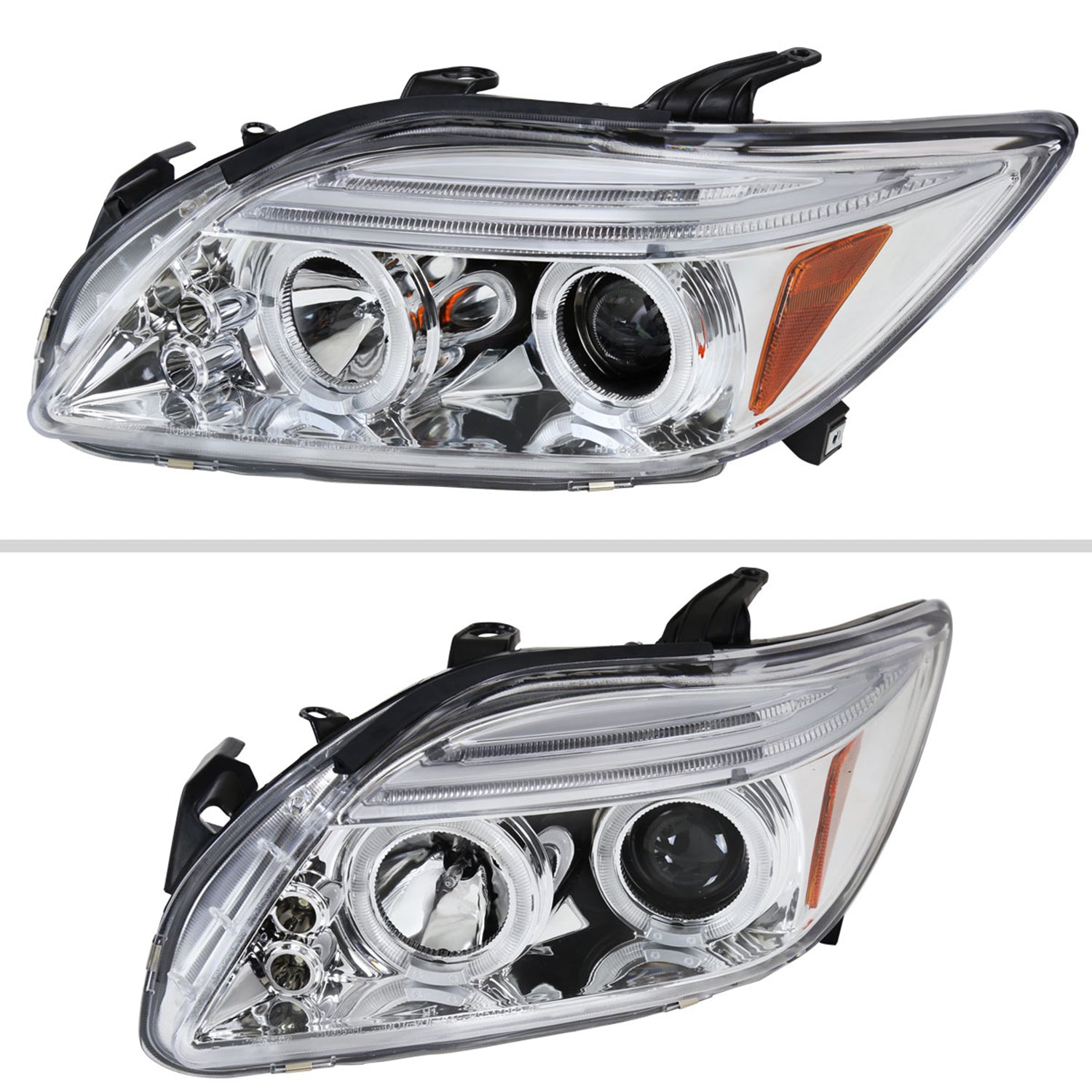 2005-2010 Scion tC Dual Halo Projector Headlights Chrome Housing/Clear Lens