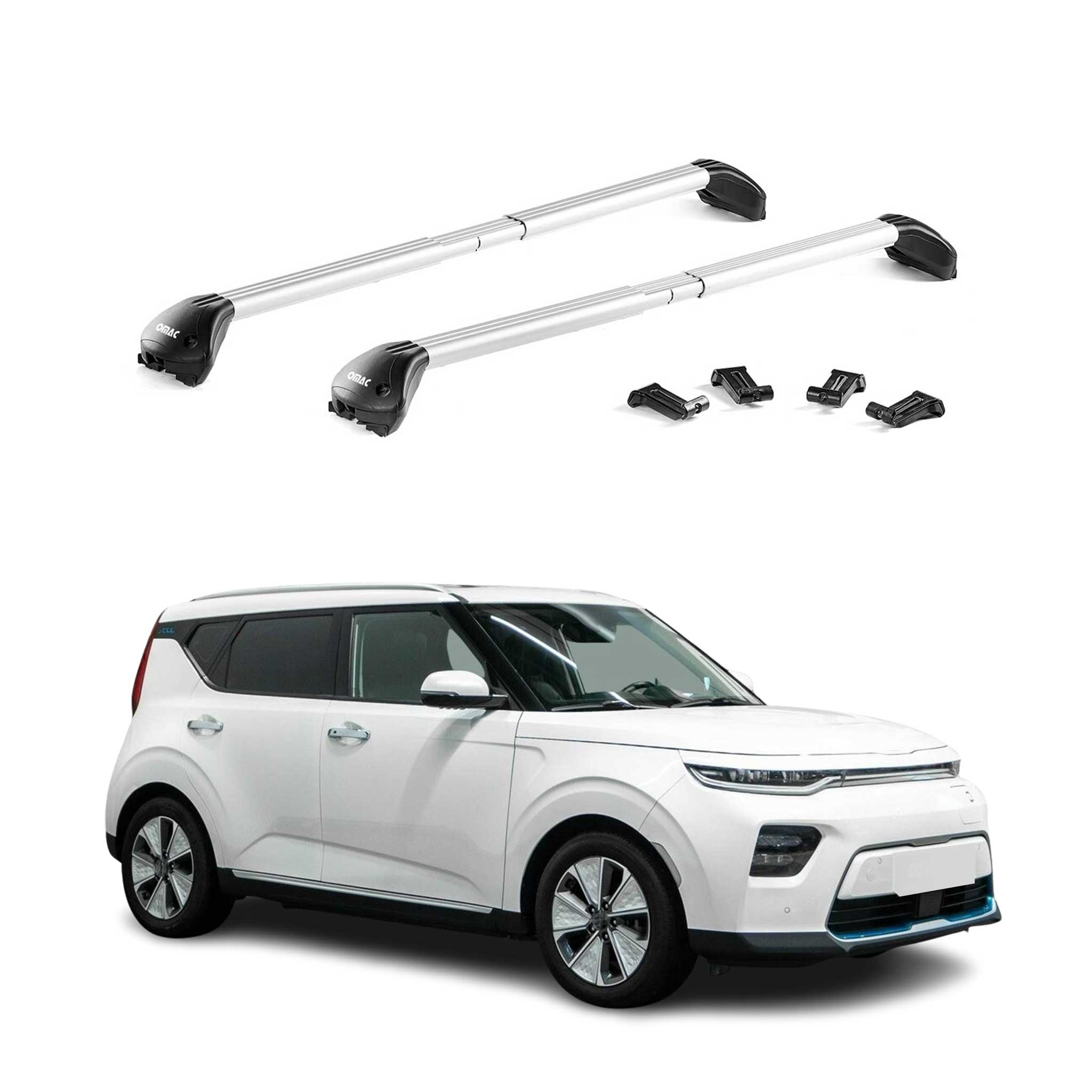2020-2023 Kia Soul EV Roof Rack Cross Bars Silver Carrier 2 Pcs