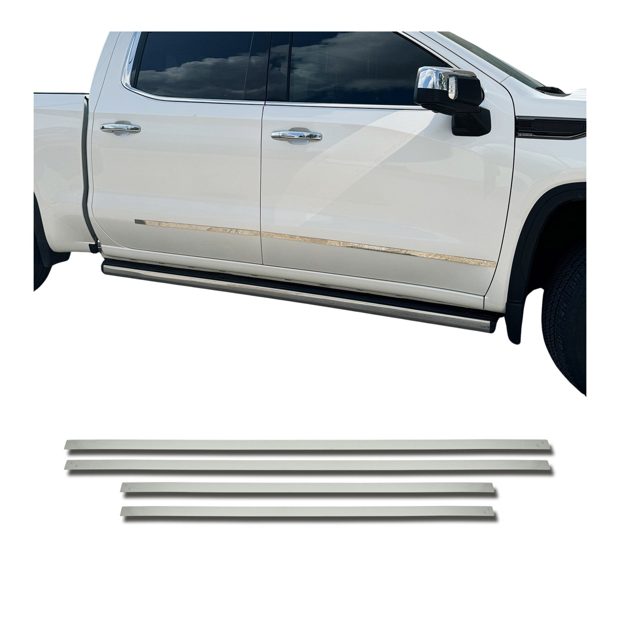 2009-2014 Ford F-150 Crew Cab Side Door Molding Trim Stainless Steel