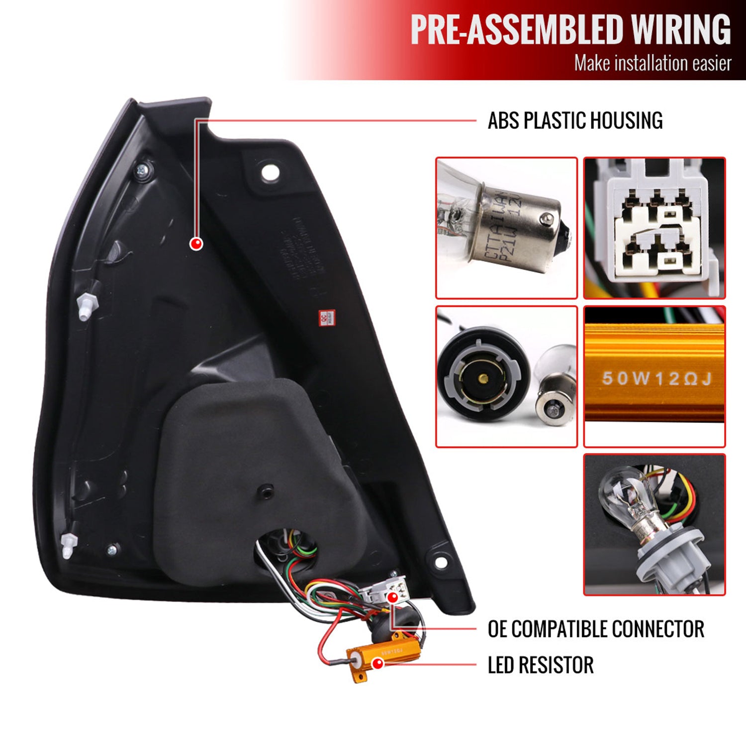 2014-2019 Ford Fiesta Hatchback LED Bar Tail Lights Chrome/Smoke Lens