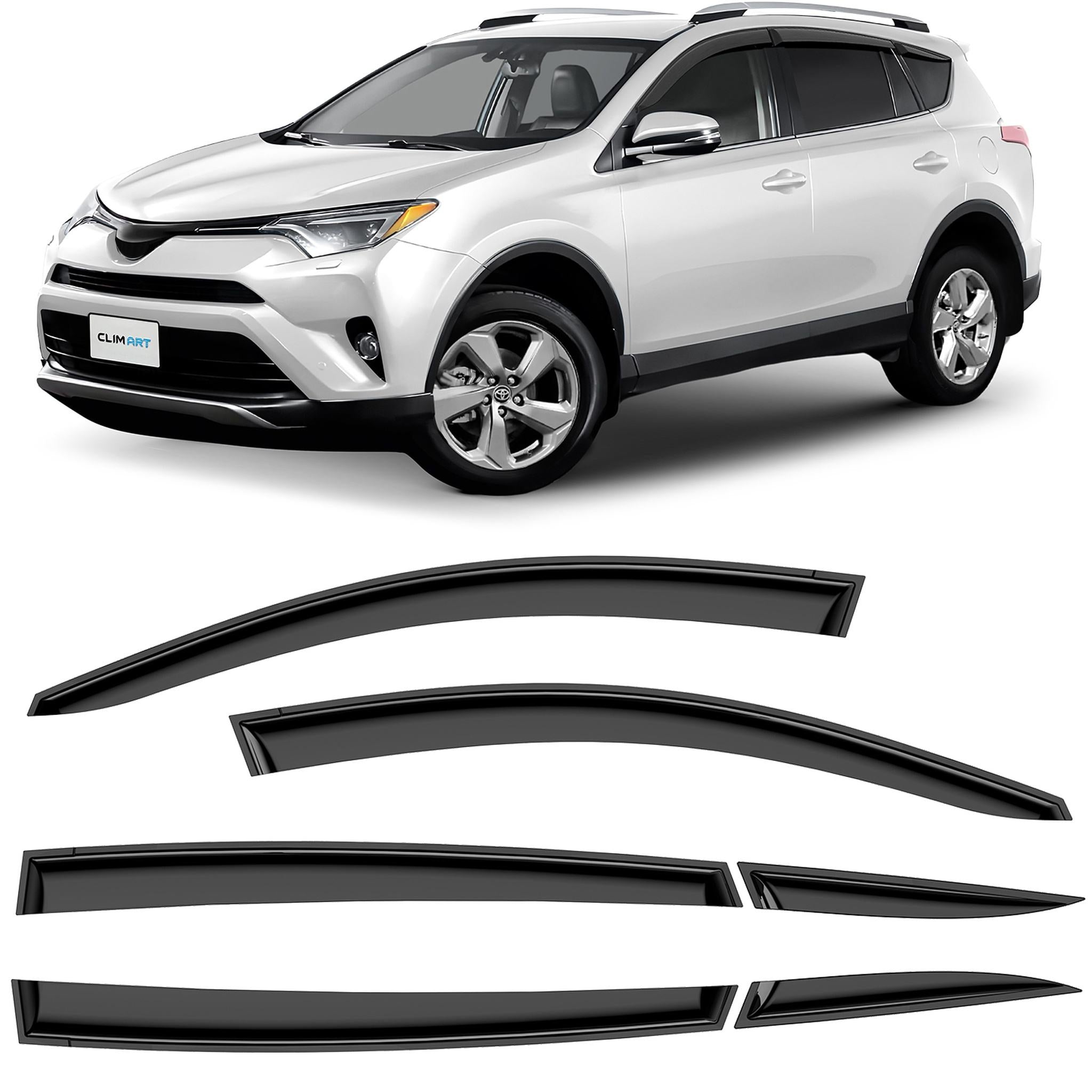 Clim Art Wind Deflectors for Toyota RAV4 2013-2018 Tape-On Dark Smoke 6Pcs