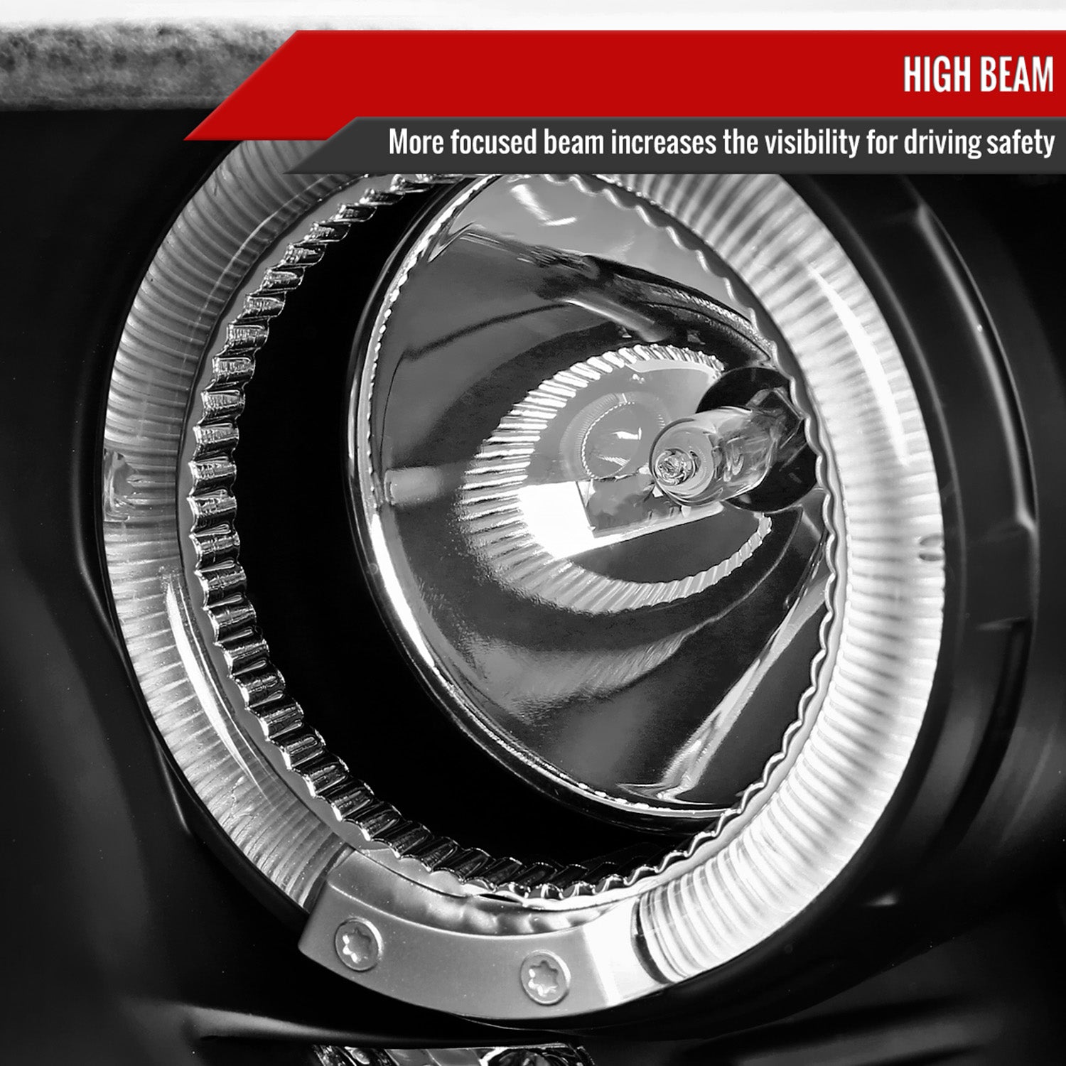 2010-2014 Ford Mustang Dual Halo Projector Headlights Matte Black/Clear Lens