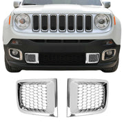 2015-2018 Jeep Renegade Front Bumper Trim Molding Chrome ABS 2Pcs
