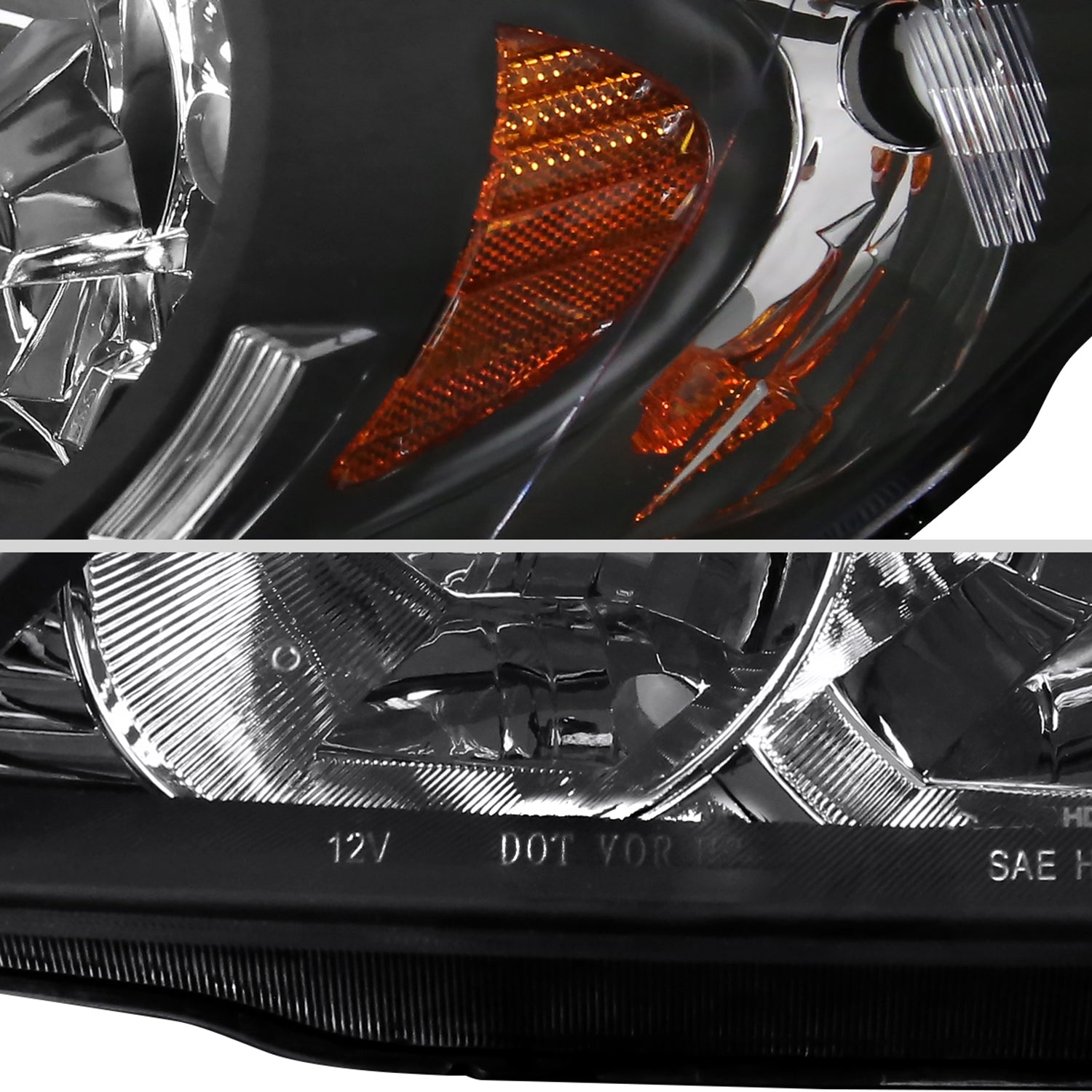 2004-2005 Honda Civic Crystal Headlights Matte Black Housing/Clear Lens