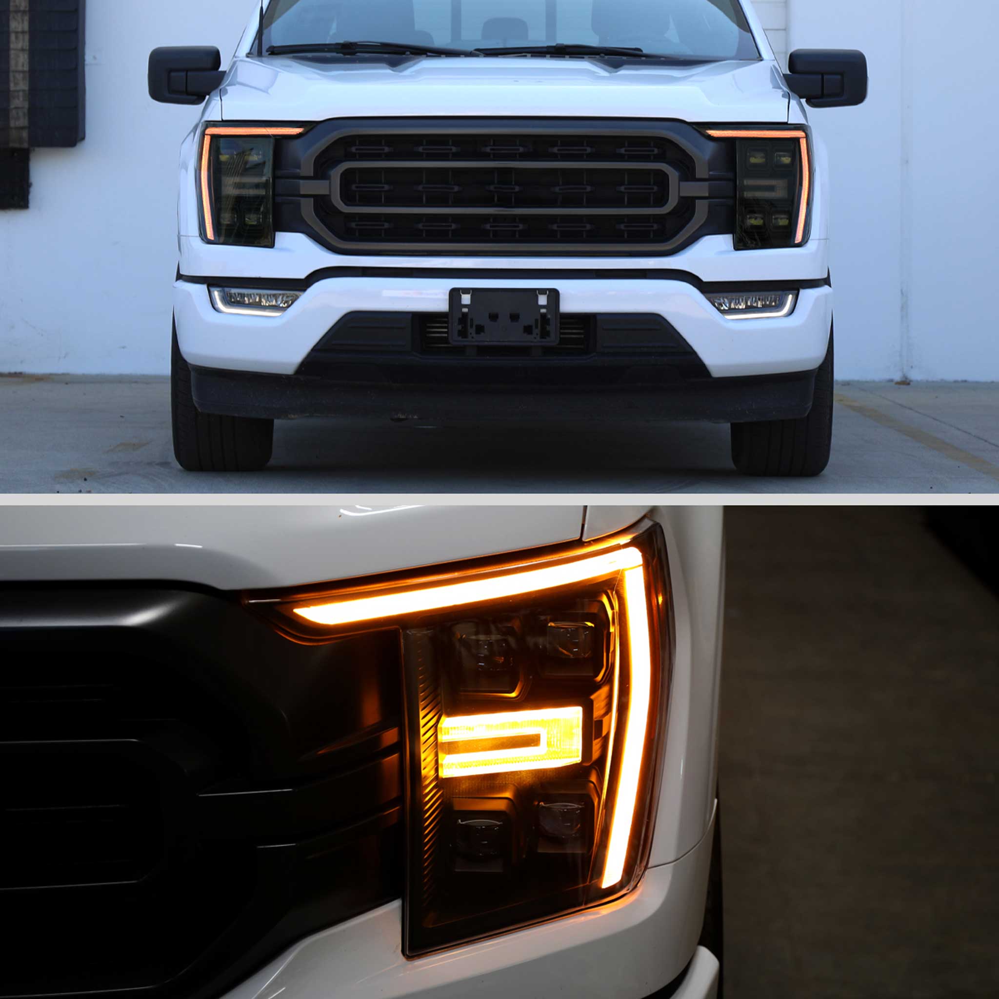 For Ford F-150 2021-2023 Full LED Projector Headlights Sequential DRL Black Housing Smoked Lens