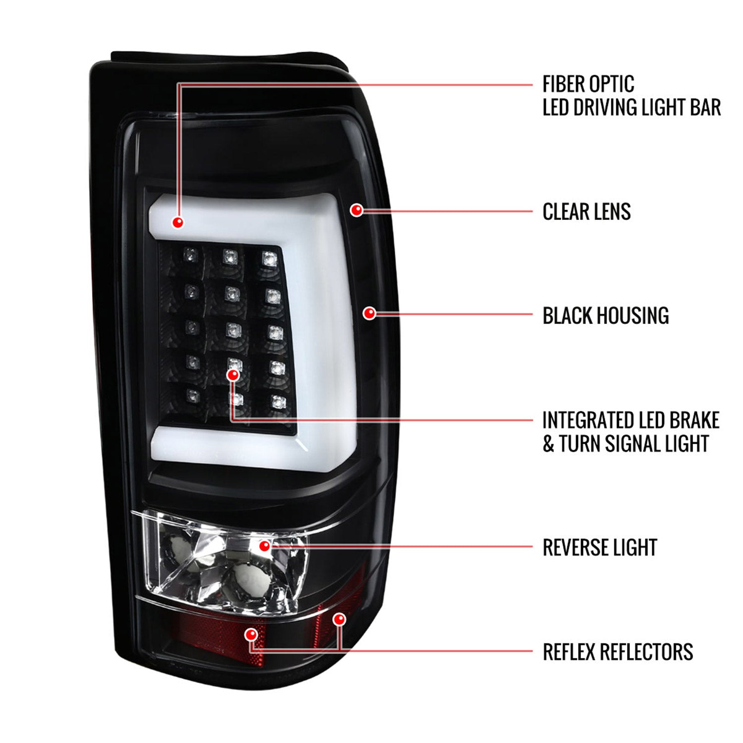 2003-2006 Chevy Silverado LED Tail Lights - G2 Matte Black/Clear Lens