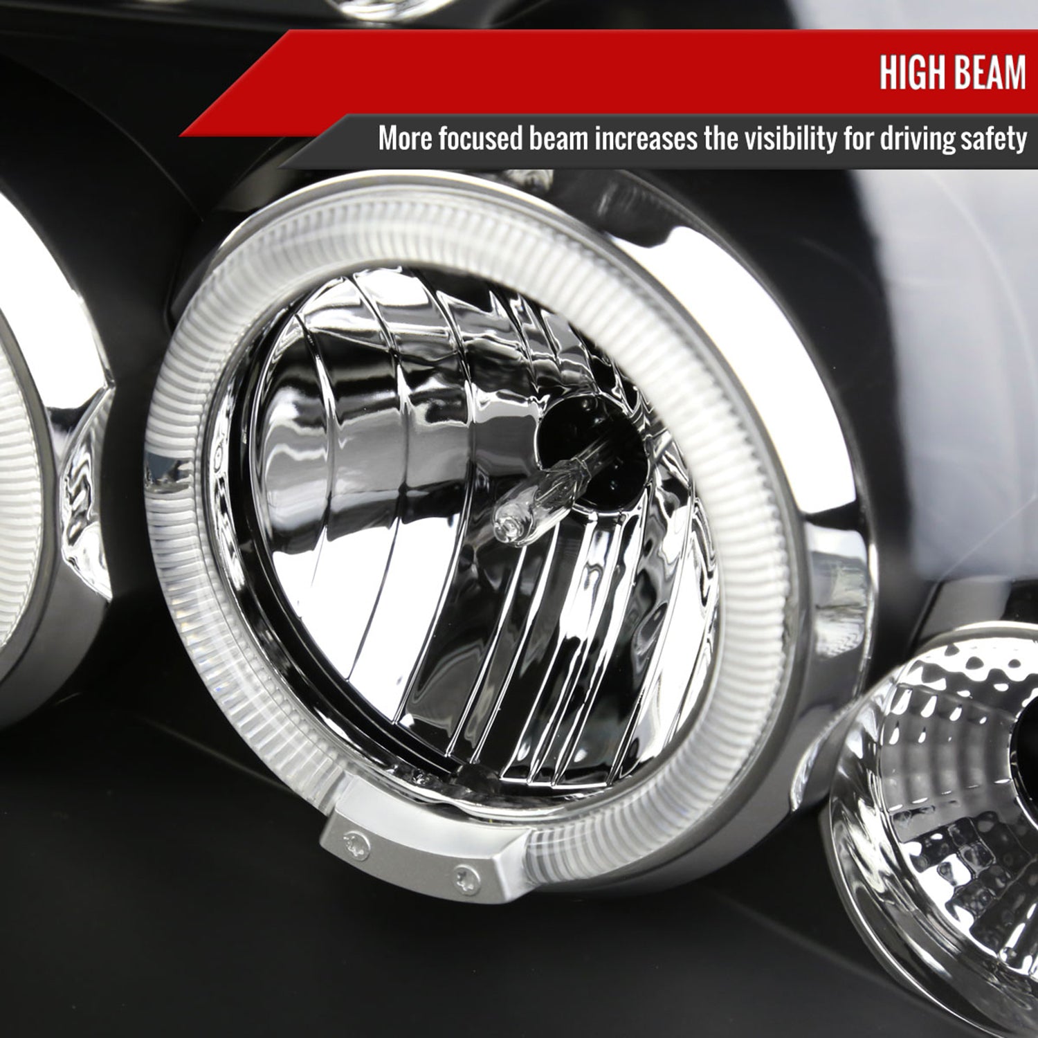 2001-2004 Nissan Frontier Dual Halo Projector Headlights Matte Black/Clear