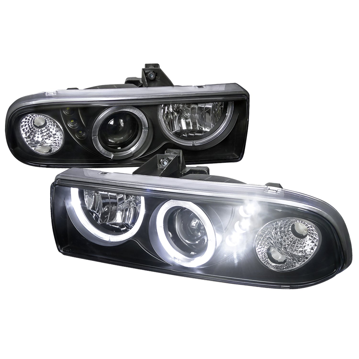 1998-2004 Chevy S10 Dual Halo Projector Headlights Matte Black/Clear Lens