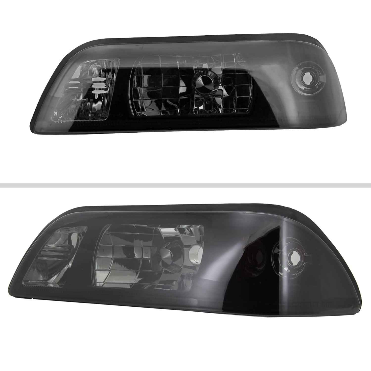 1987-1993 Ford Mustang Crystal Headlights Chrome Housing/Smoke Lens