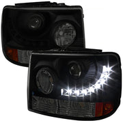 1999-2002 Chevy Silverado 1PC Headlights LED Light&Bumper Lights Black