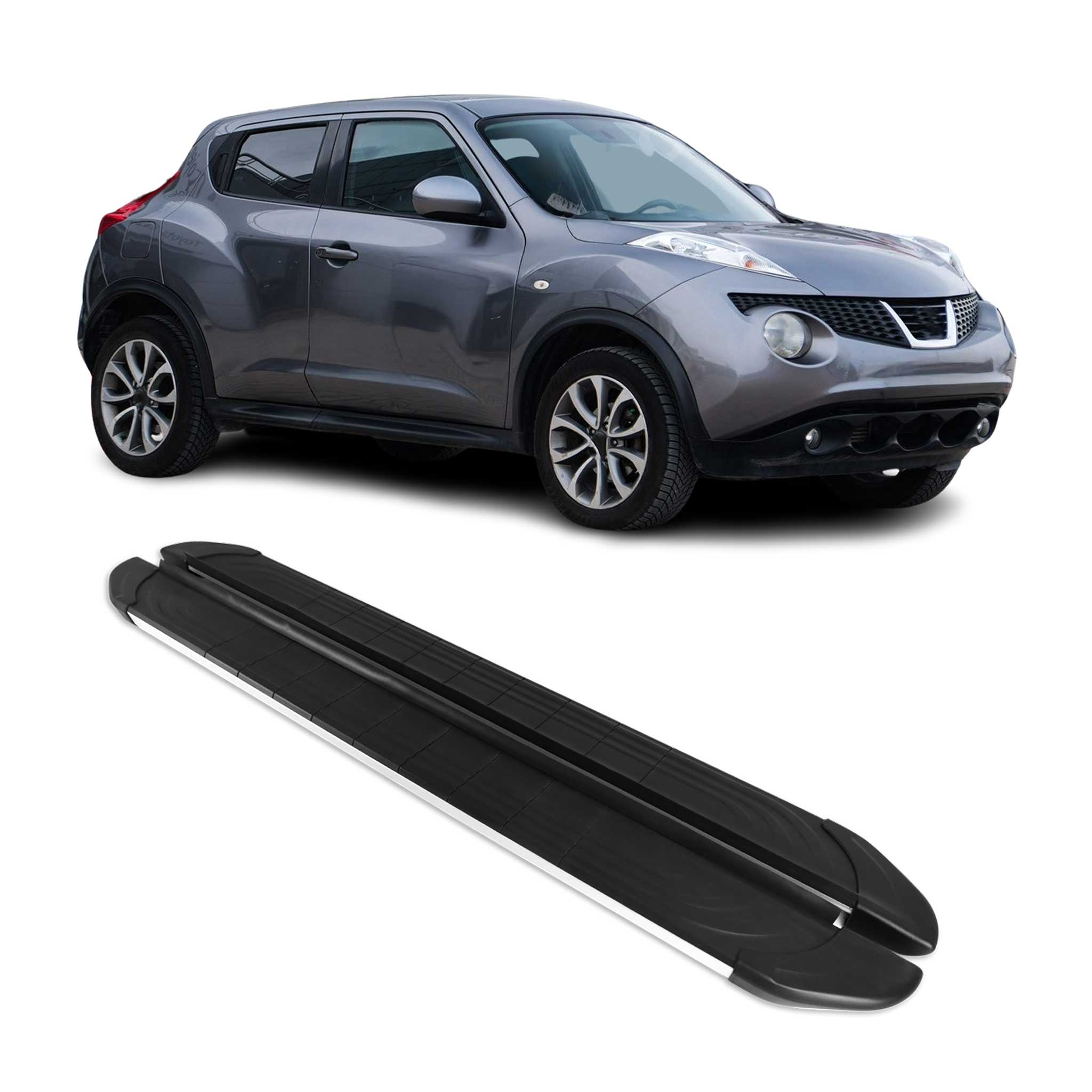 2011-2018 Nissan Juke Running Boards Side Steps Silver & Black