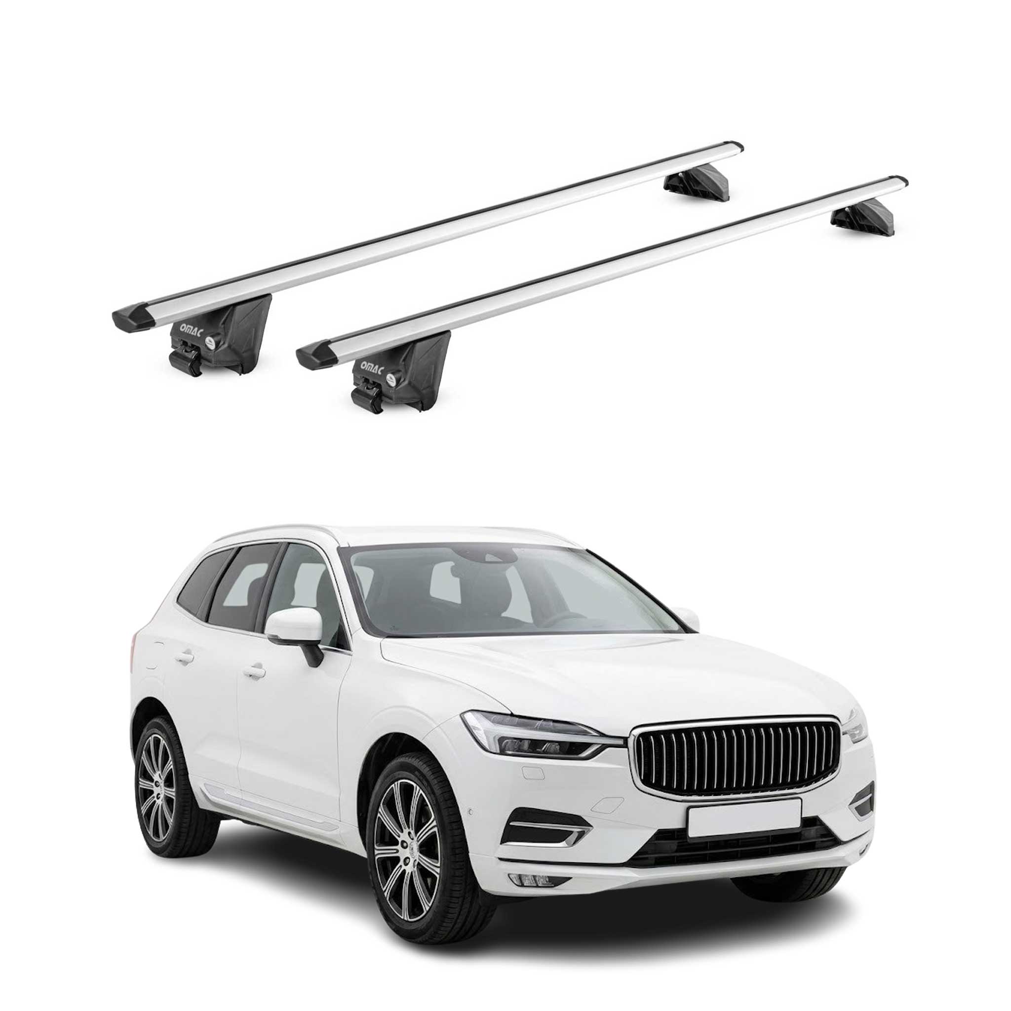 Roof Rack Cross Bars for Volvo XC60 2.gen 2018-2026 Aluminium Grey 2 Pcs