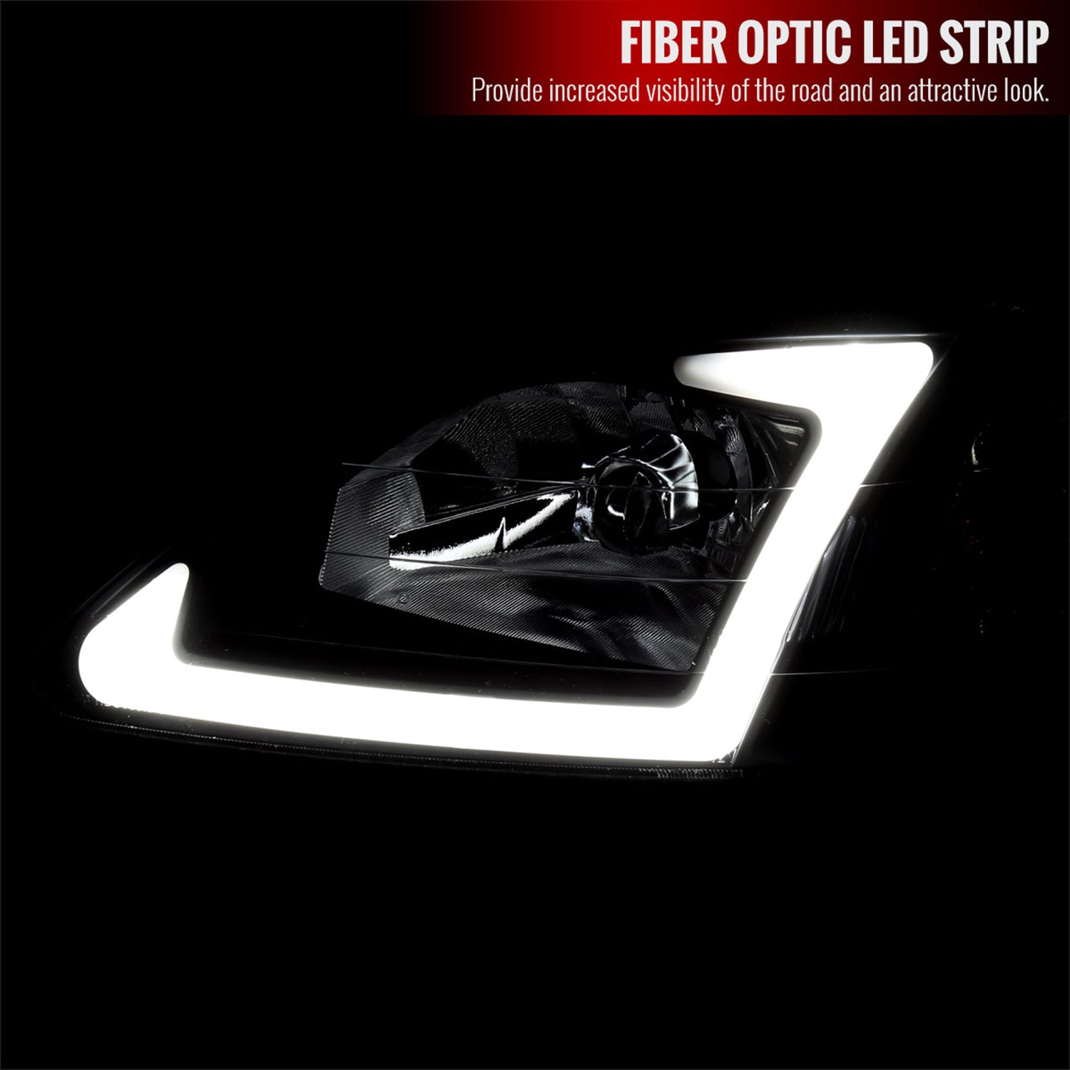 1999-2000 Honda Civic Coupe/Sedan LED Bar Factory Headlights Matt Black/Clear