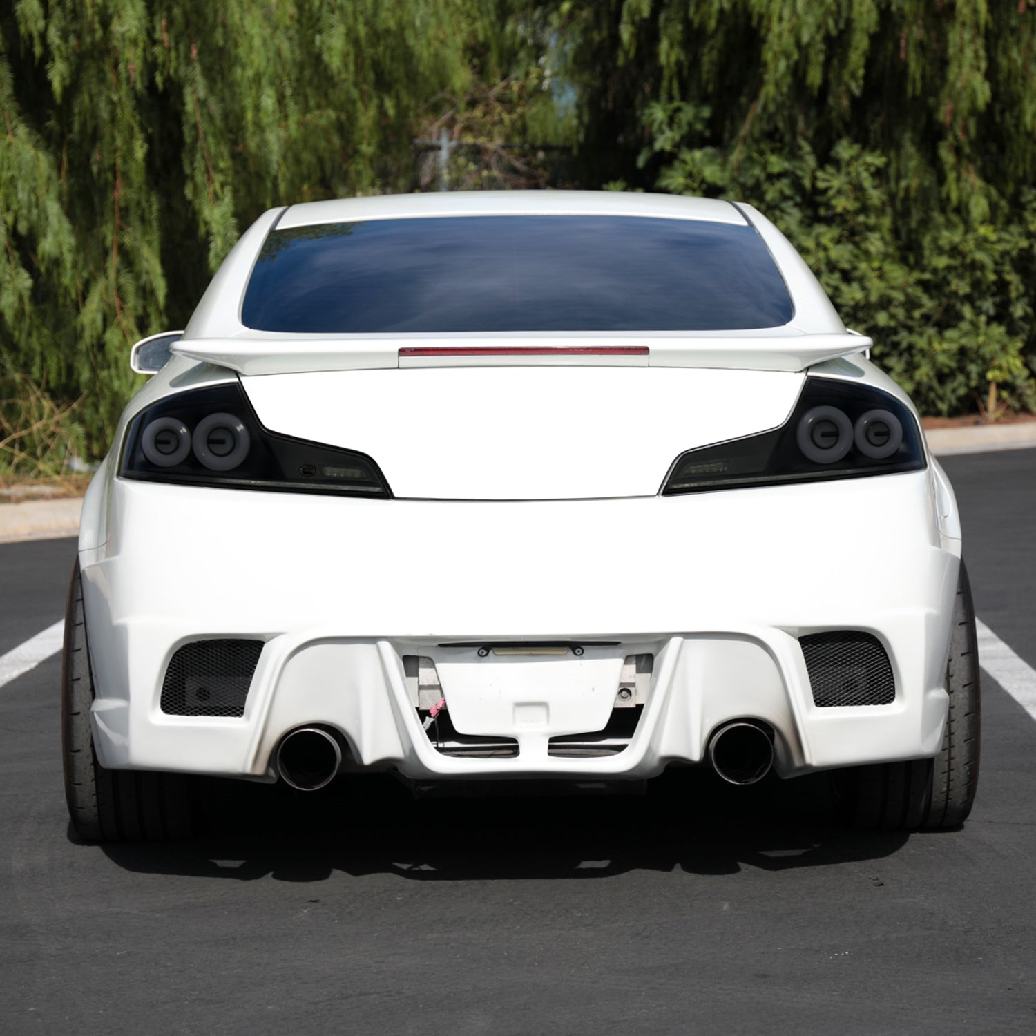 2003-2007 Infiniti G35 Coupe White LED Halo Signal Tail Light Matt Black/Smoke