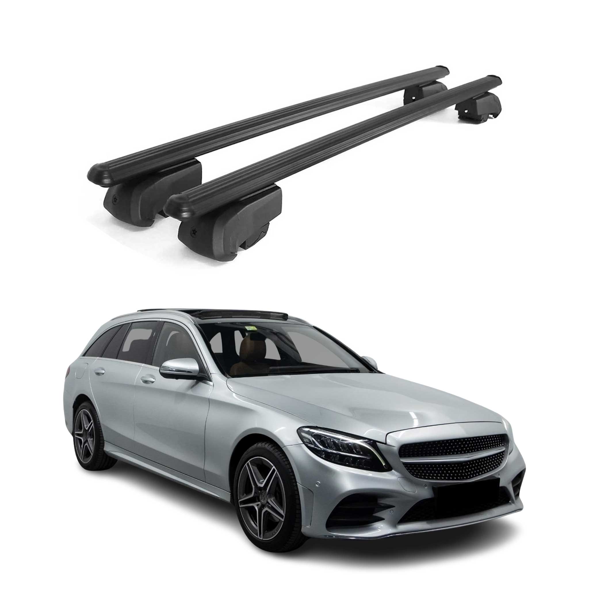 2015-2021 Mercedes C Class S205 Wagon Roof Rack Cross Bars Black