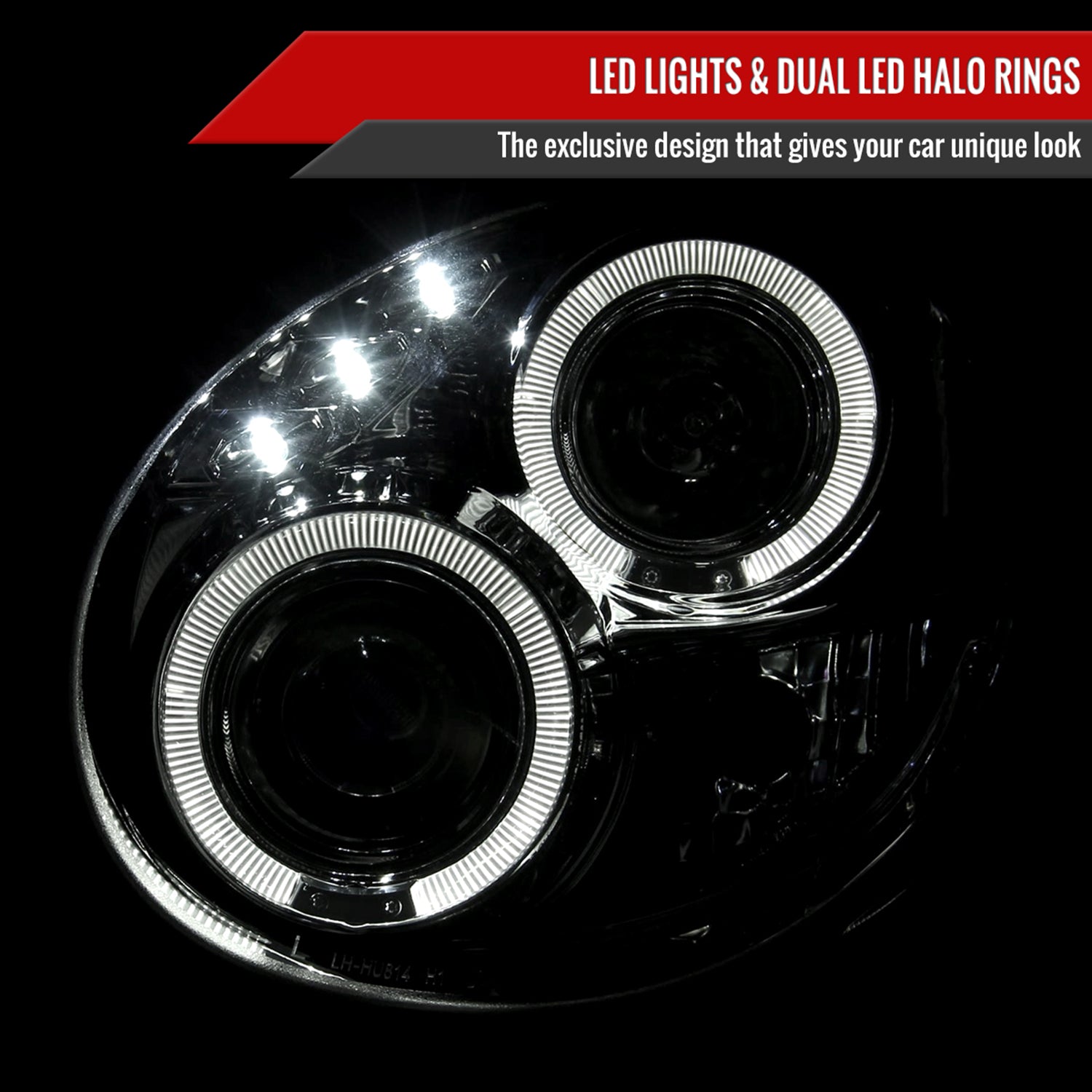 2002-2003 Subaru Impreza Dual Halo Bug Eye Projector Headlights Chrome/Clear