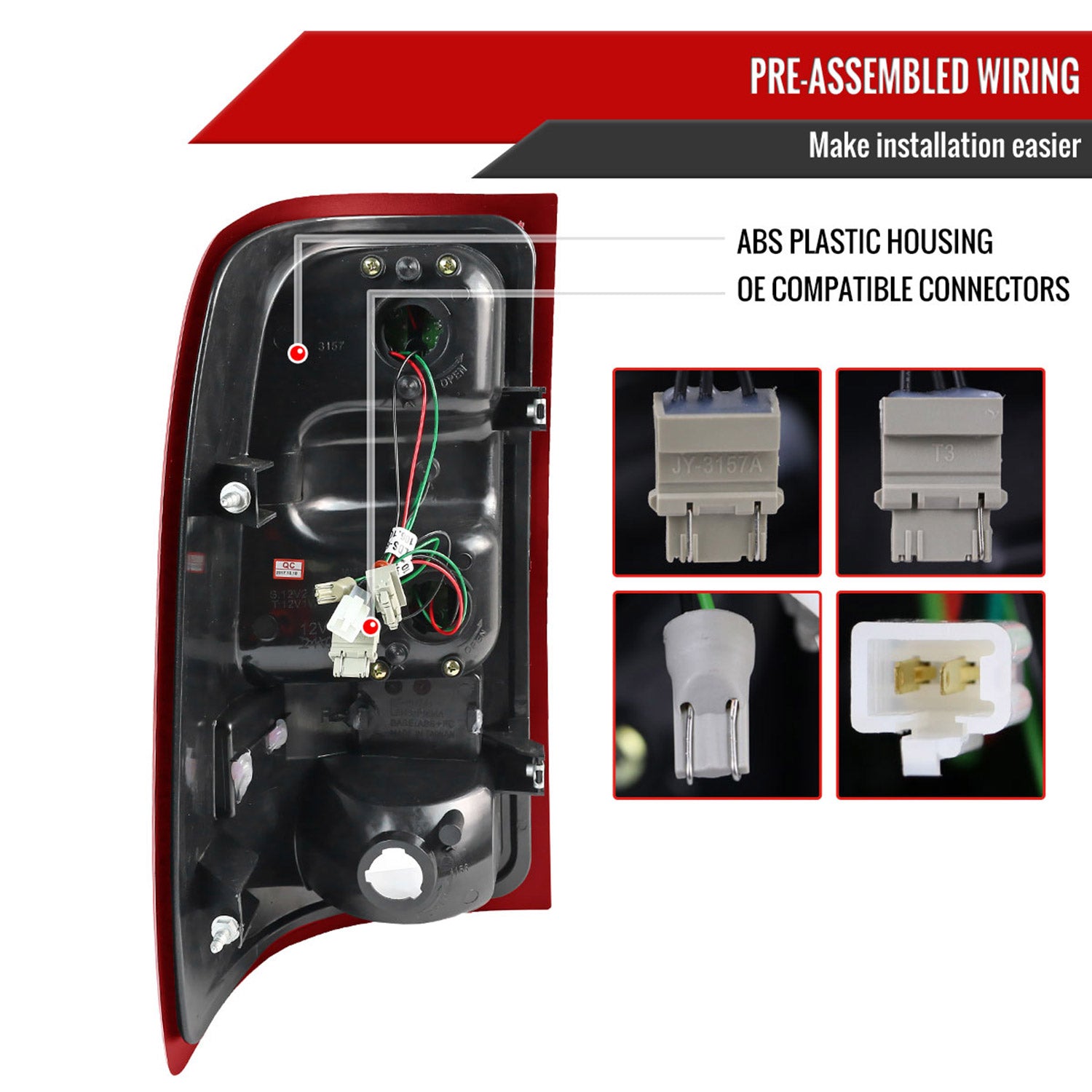 2007-2014 GMC Sierra LED Tail Lights Chrome Housing/Red Clear Lens