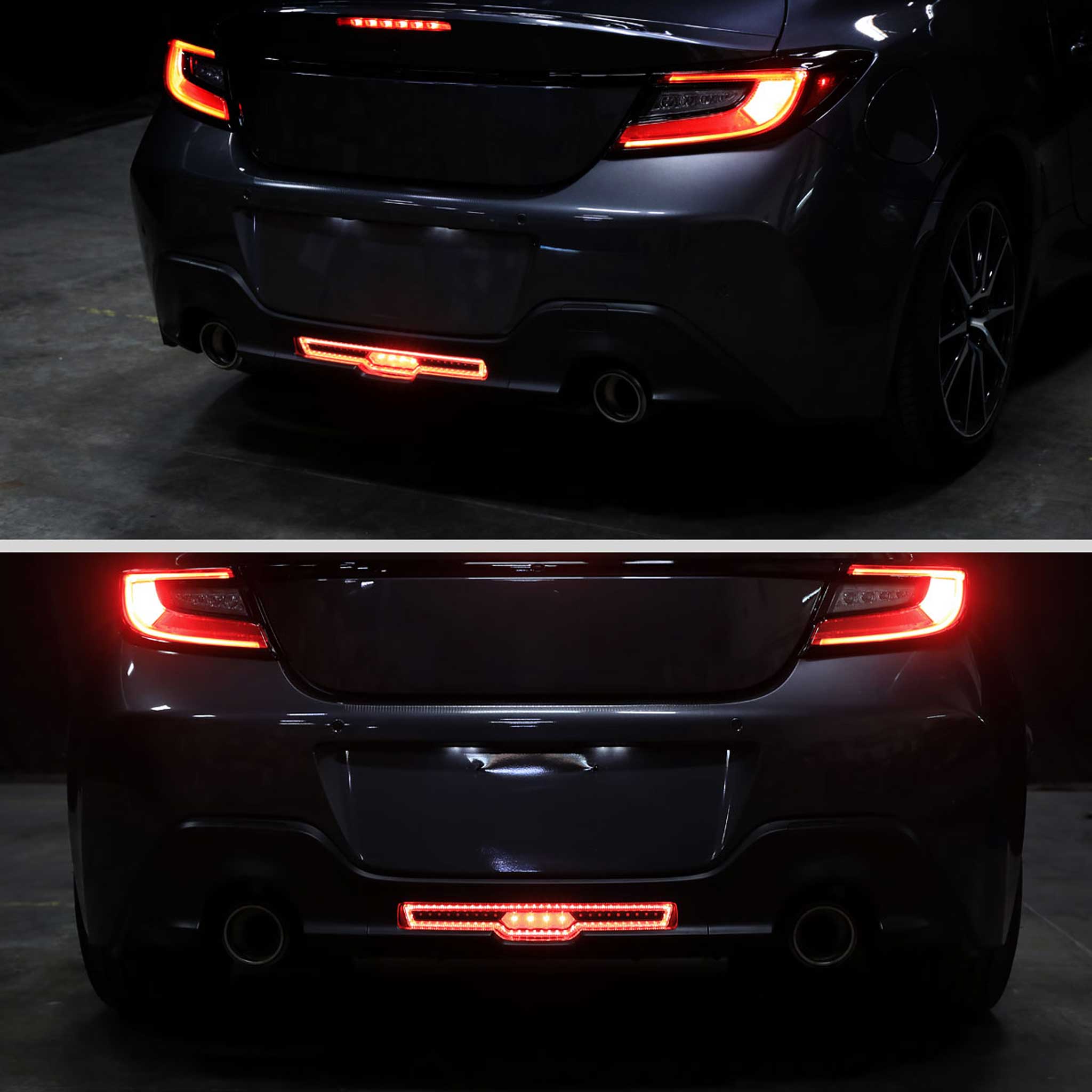 For Toyota GR86 / Subaru BRZ 2022-2024 Rear Bumper Full LED 4th Reverse Tail Brake Light Jet Black Housing Clear Lens