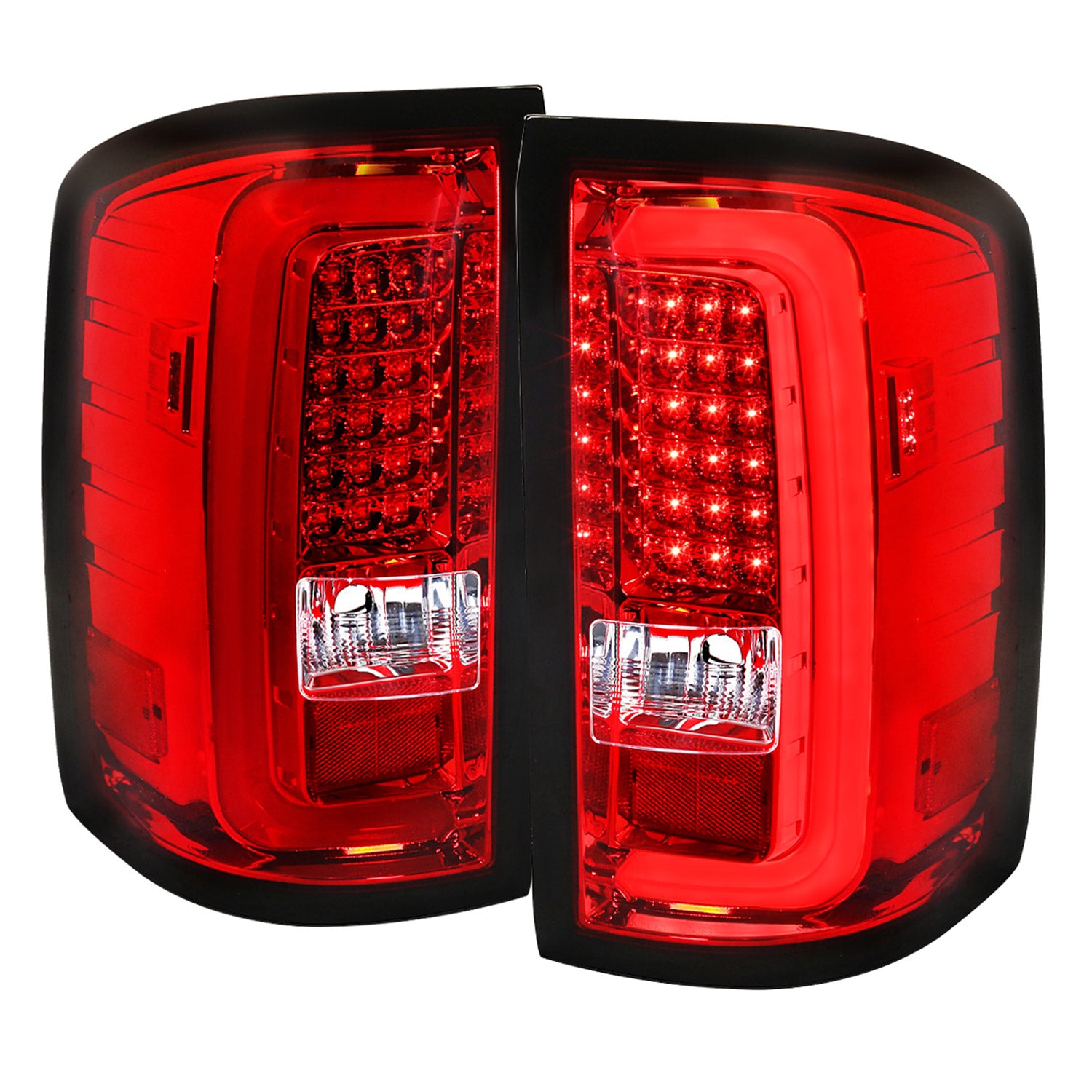 2014-2018 GMC Sierra 1500/2500HD/3500HD LED Tail Lights Chrome/Red Lens