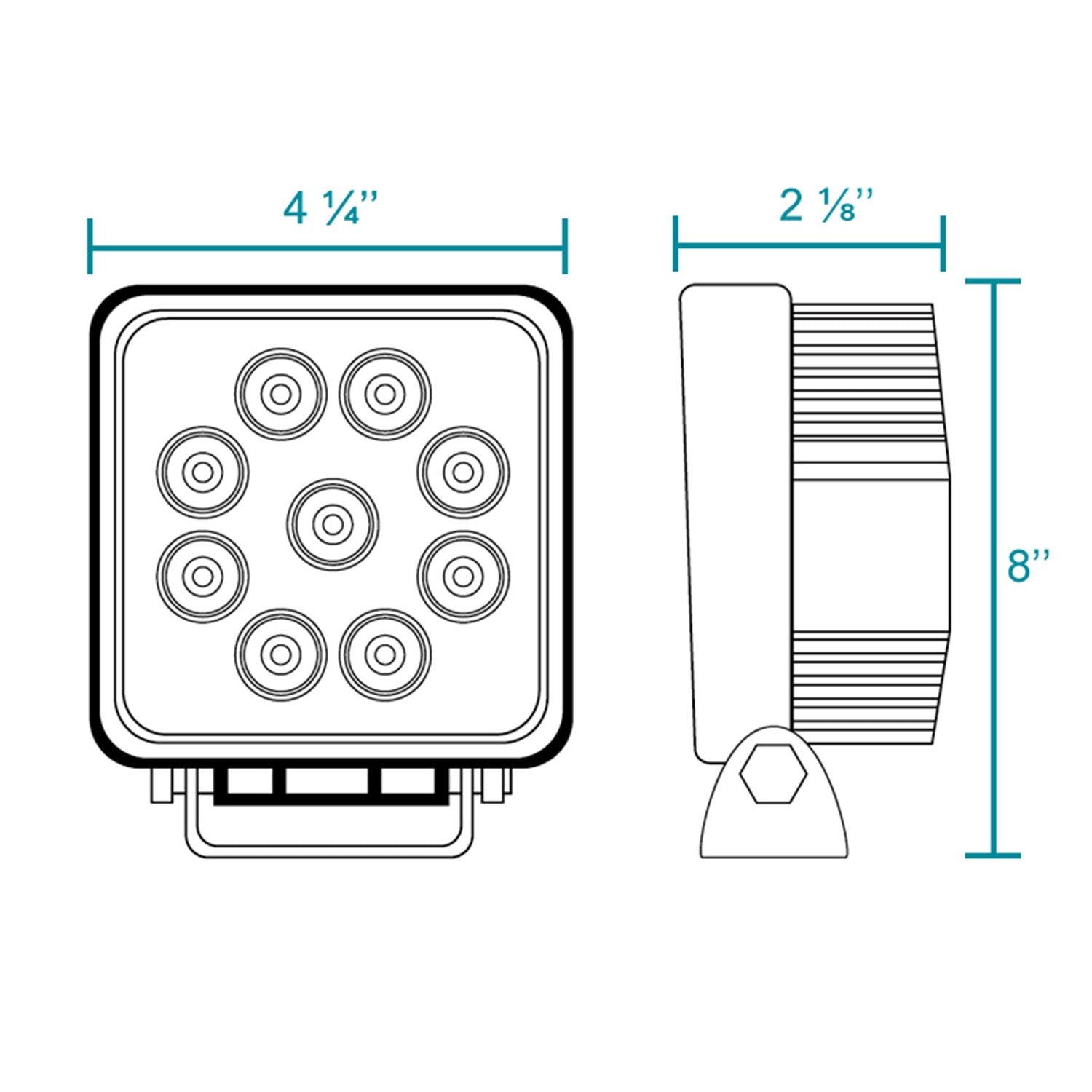 Universal Off Road 6000K Flood Beam 27W 9-LED Fog Light Black Alu Housing/Glass