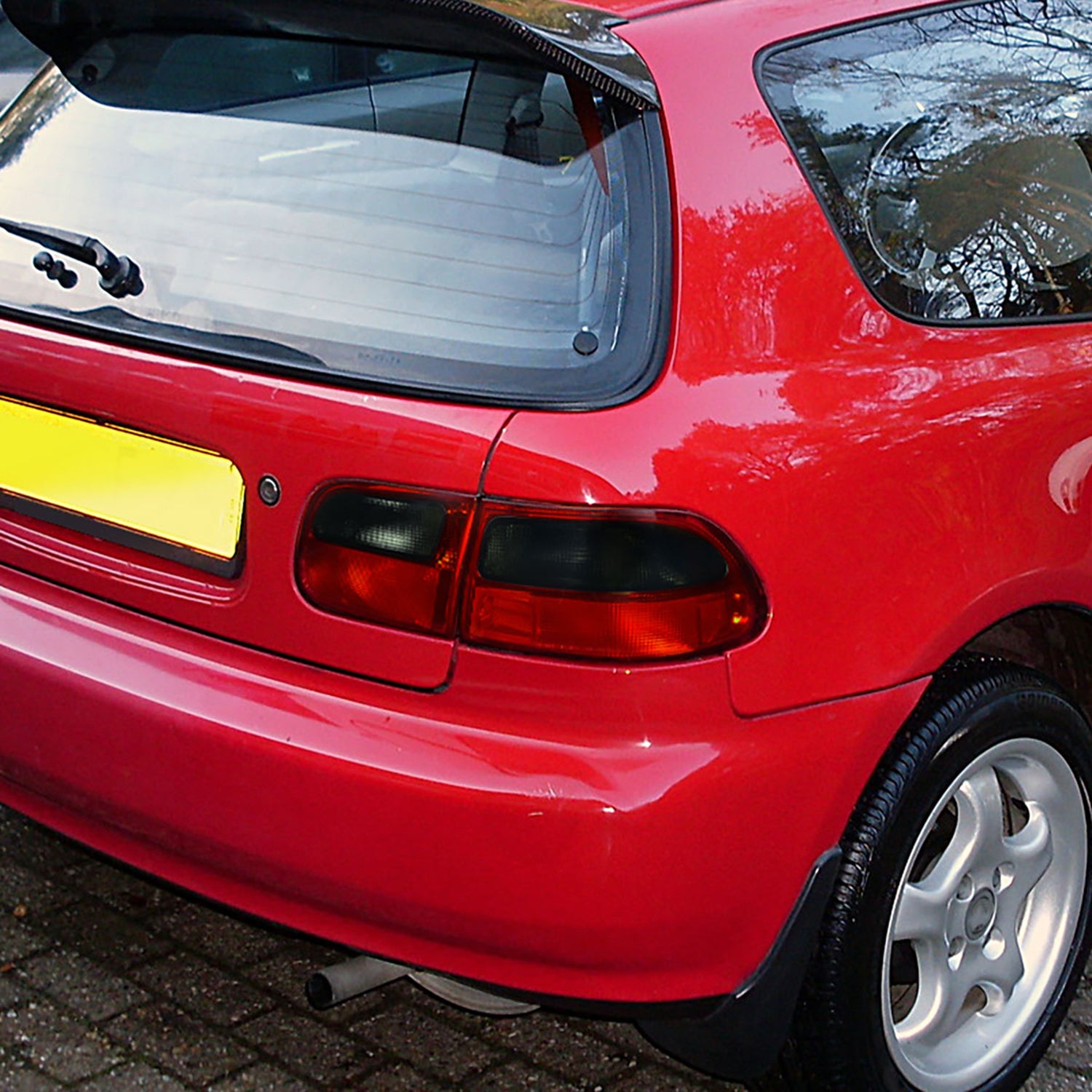 1992-1995 Honda Civic 3DR Hatchback Tail Lights Chrome/Red Smoke Lens