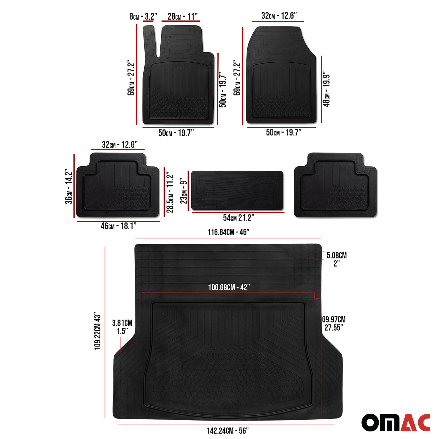2006-2026 Ford Explorer Semi-Custom fit Floor Mats & Cargo Liner Black