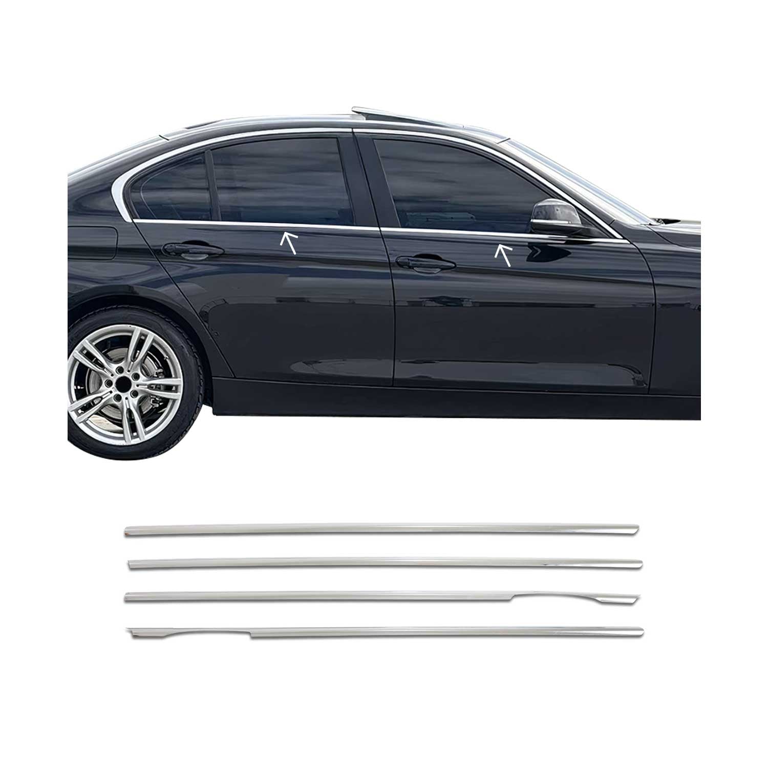 2012-2019 BMW 3 Series F30 Sedan Window Molding Trim Streamer Stainless Steel