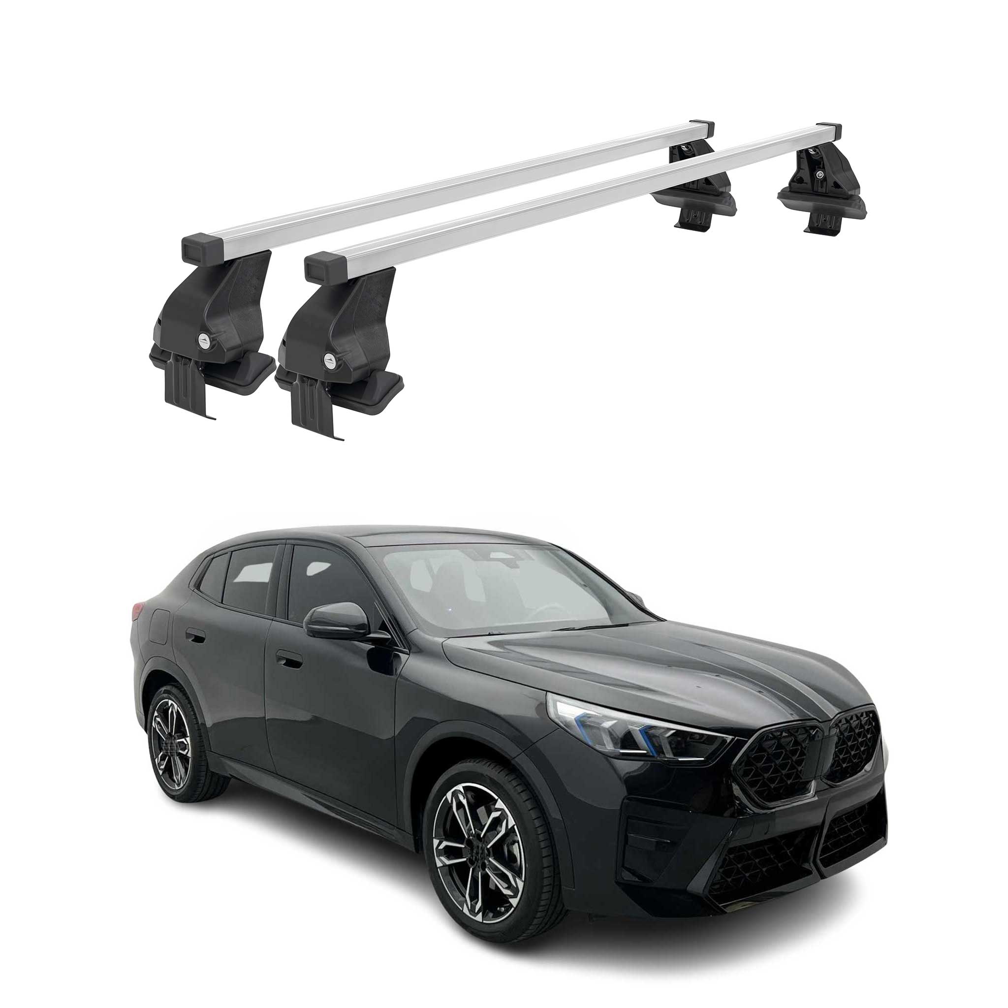 Top Roof Racks Cross Bars Carrier for BMW iX2 U10 2024-2025 Steel Gray 2Pcs