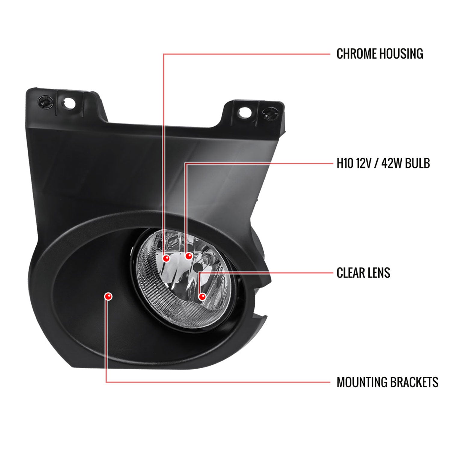 2011-2014 Ford F-150 FX2 FX4/King Ranch/ Lariat/ STX H10 Fog Lights Kit Chrome