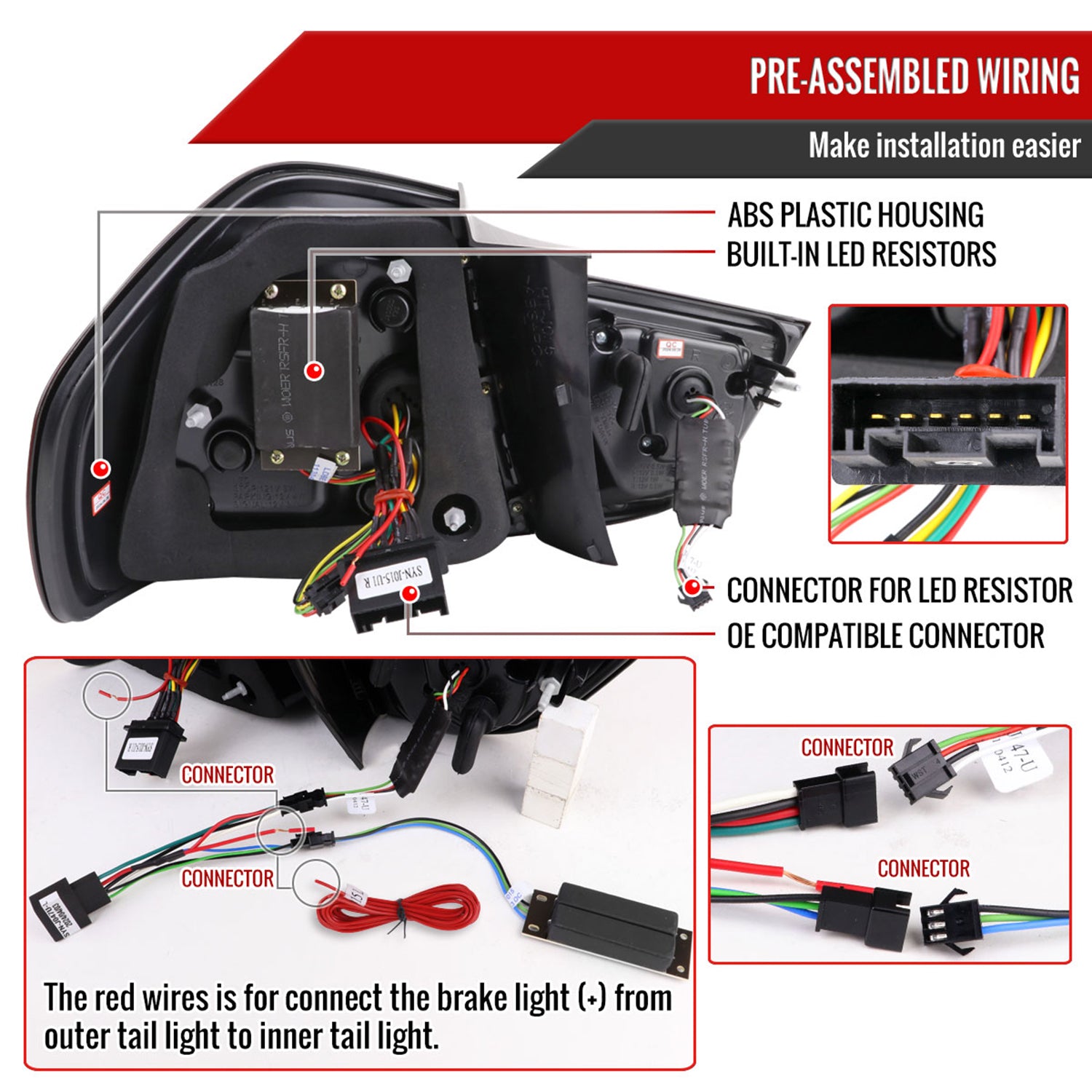 2009-2011 BMW E90 3-Series 4Dr Sedan Red LED Tail Light Chrome/Red Smoke Lens