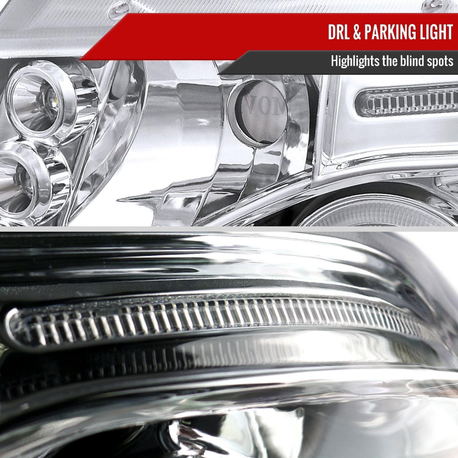 2007-2013 Chevy Avalanche/ 07-2014 Tahoe Suburban Dual Halo Headlights Chrome