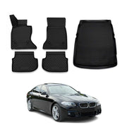 2010-2013 BMW 5 Series F10 F11 4WD xDrive Floor Mats & Cargo Liner Full Set All Weather Black