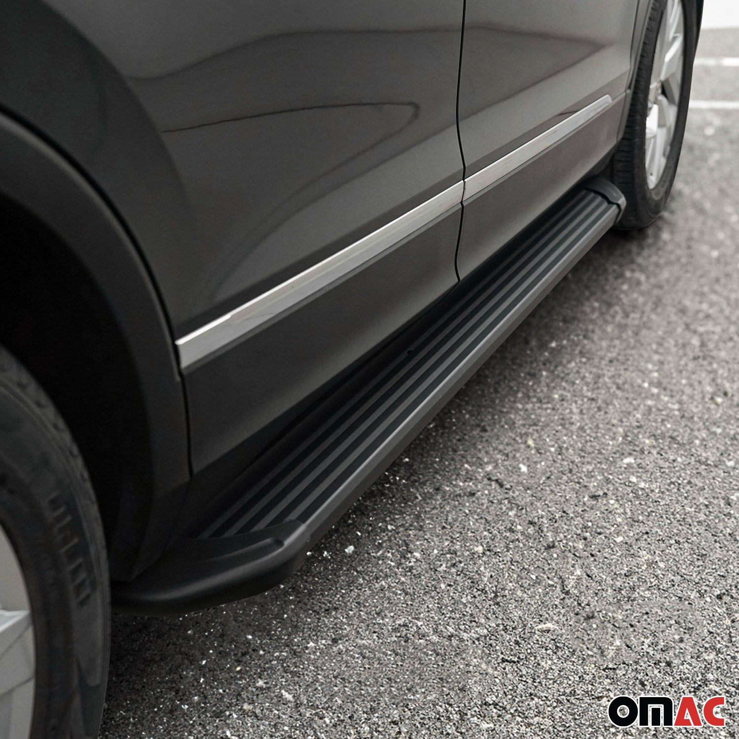 Running Boards Nerf Bars Side Step for Hyundai Santa Fe 2024-2026 Alu Black 2x