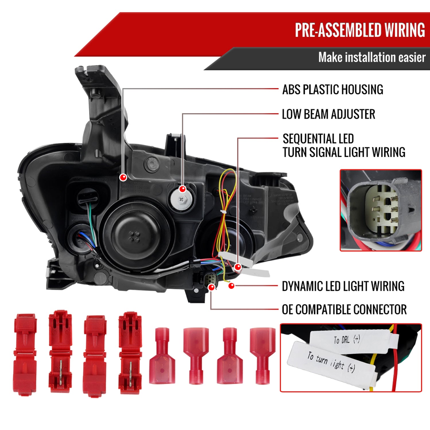 2019-2024 Chevy Malibu Sequential LED Turn Signal Projector Headlights Chrome