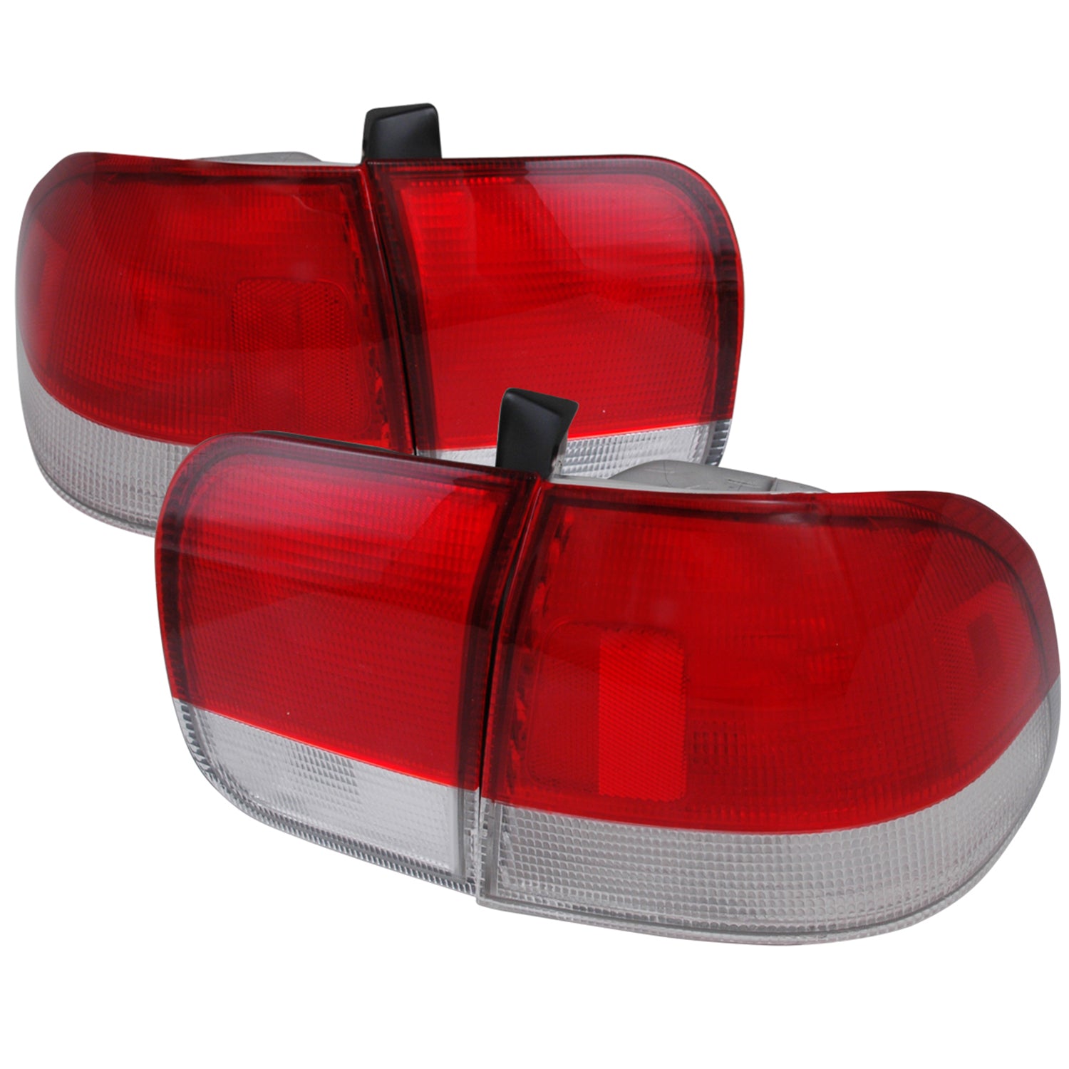 1996-1998 Honda Civic Sedan Tail Lights w/ Bulbs Chrome/Red Clear Lens