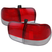 1996-1998 Honda Civic Sedan Tail Lights w/ Bulbs Chrome/Red Clear Lens