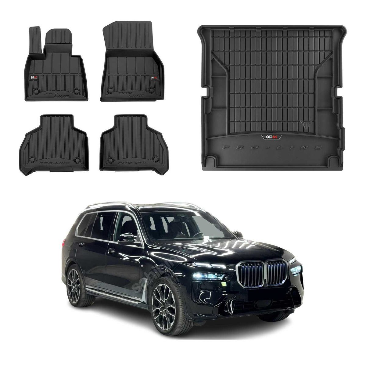 OMAC Floor Mats & Cargo Liners for BMW X7 2019-2026 Black