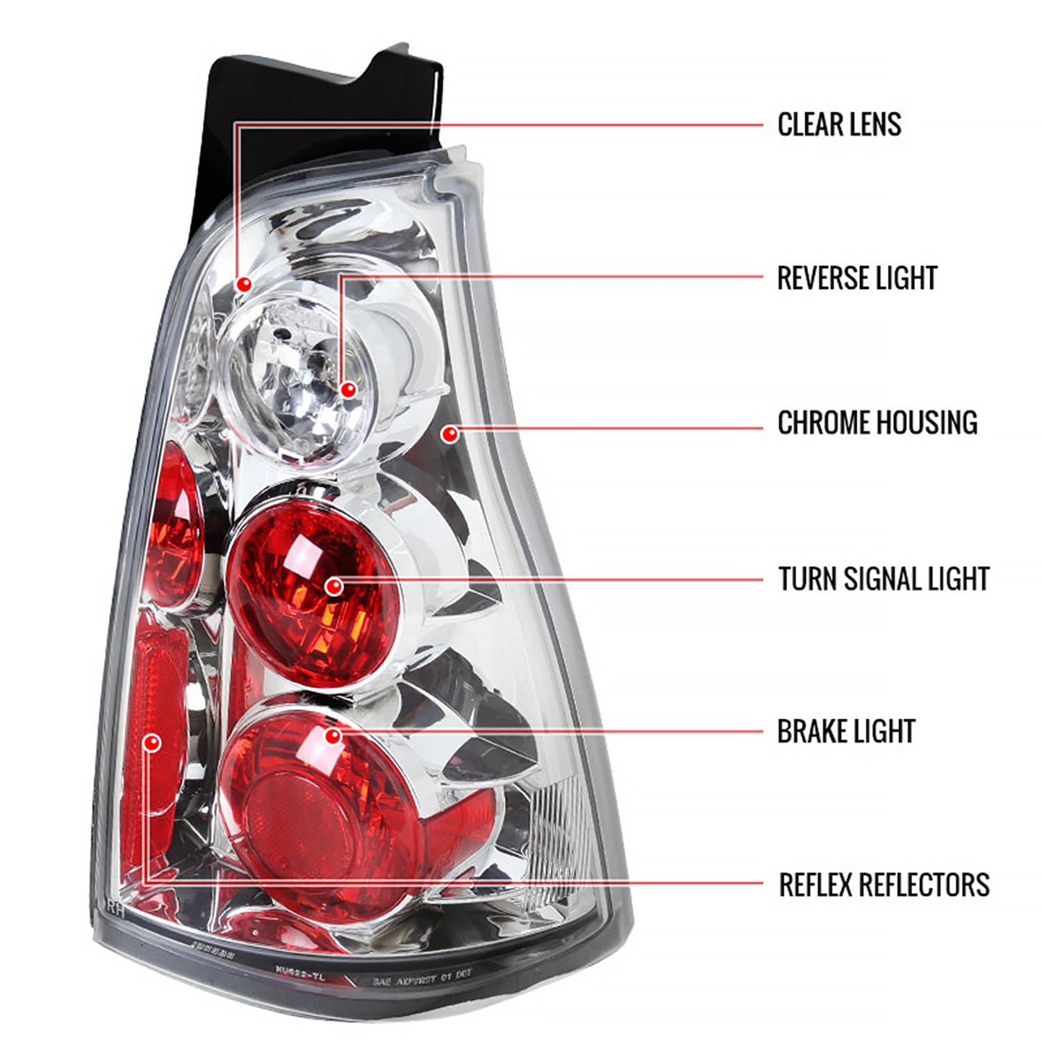 2003-2005 Toyota 4Runner Tail Lights Chrome Housing/Clear Lens