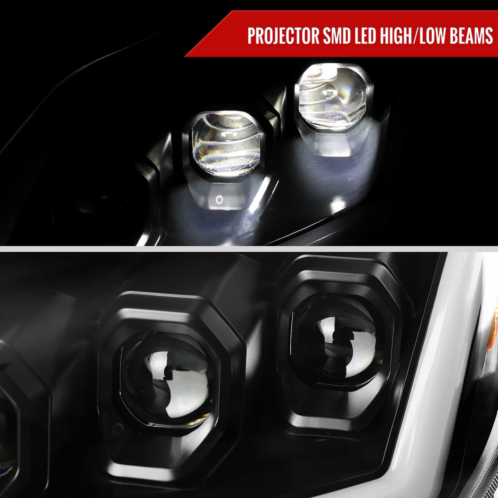 For Infiniti G37 2008-13 / Q60 Coupe 2014-15 LED Triple Projector Headlights Sequential Matte Black Clear Lens Switchback
