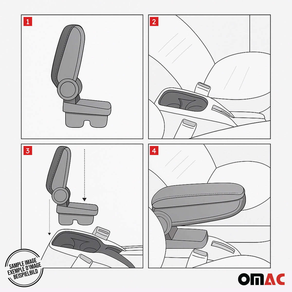 2013-2018 Hyundai i10 Black Center Console Armrest Plastic PU Leather 1Pc