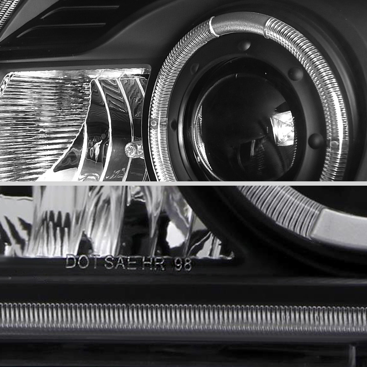 1998-2000 Ford Ranger Halo Projector Headlights Matte Black/Clear Lens