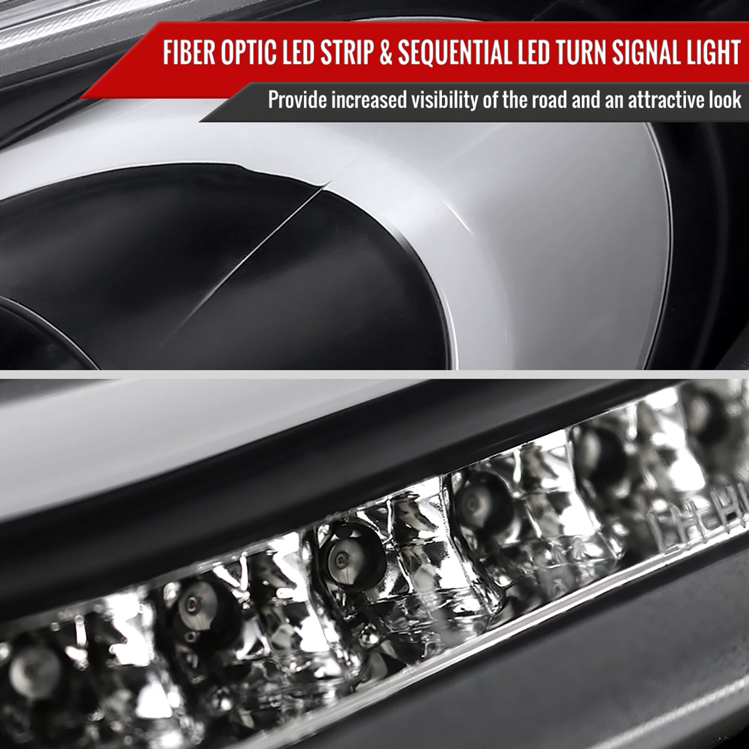 2012-2017 Hyundai Veloster LED Bar Projector Headlight Signal Lights Black