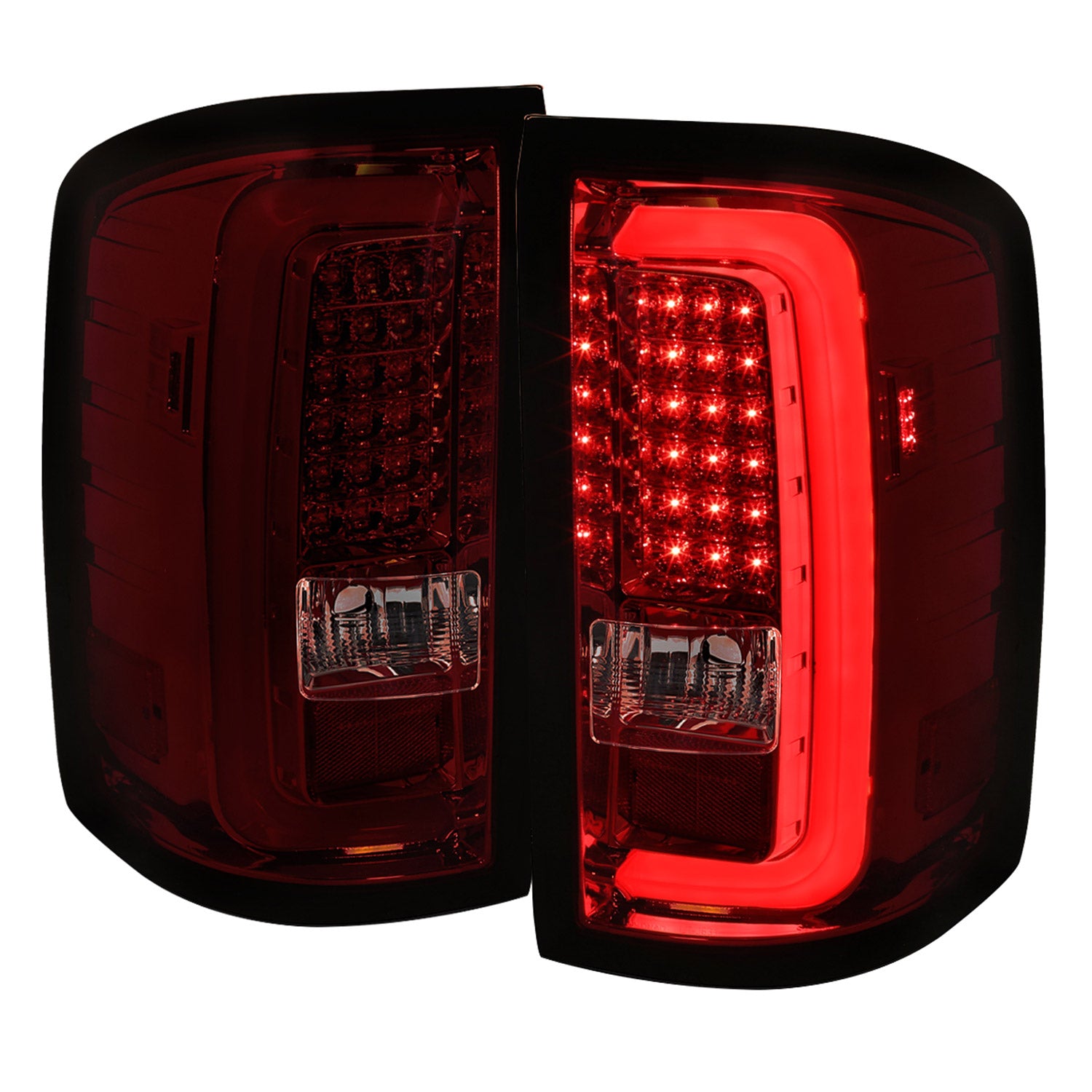 2014-2018 GMC Sierra 1500/2500HD/3500HD LED Tail Lights Chrome/Red Smoke Lens