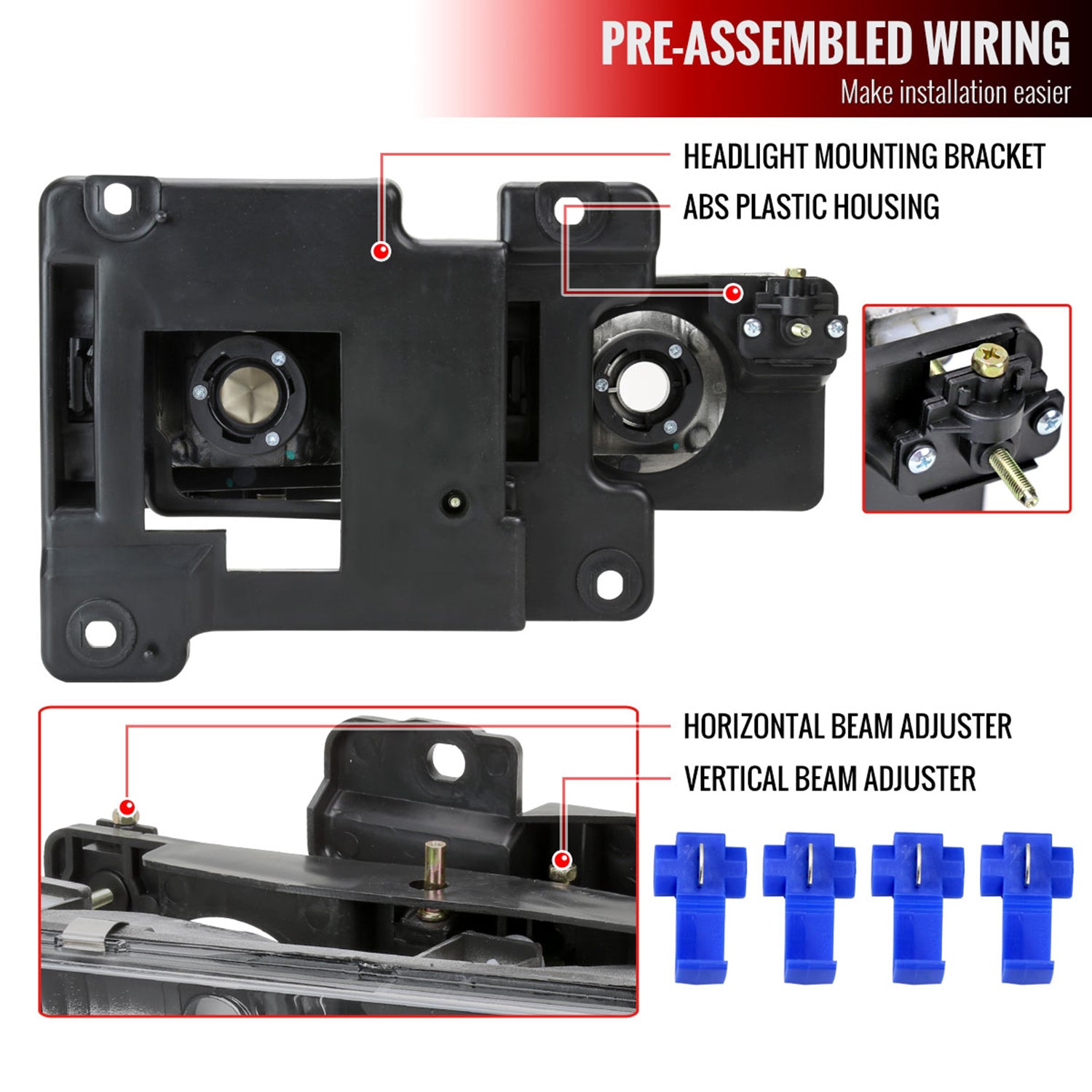 1988-1998 Chevy C/K C10/Tahoe/Sierra/Yukon/Suburban LED Headlights Matte Black