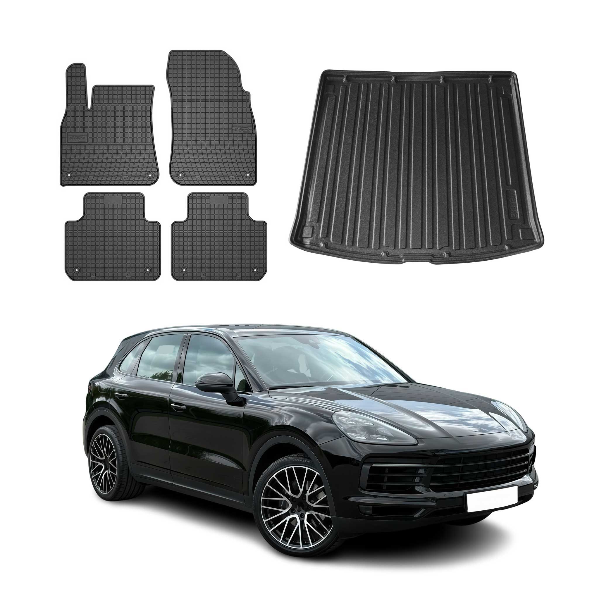 2019-2026 Porsche Cayenne 3.gen Floor Mats & Cargo Liner Full Set All Weather Black