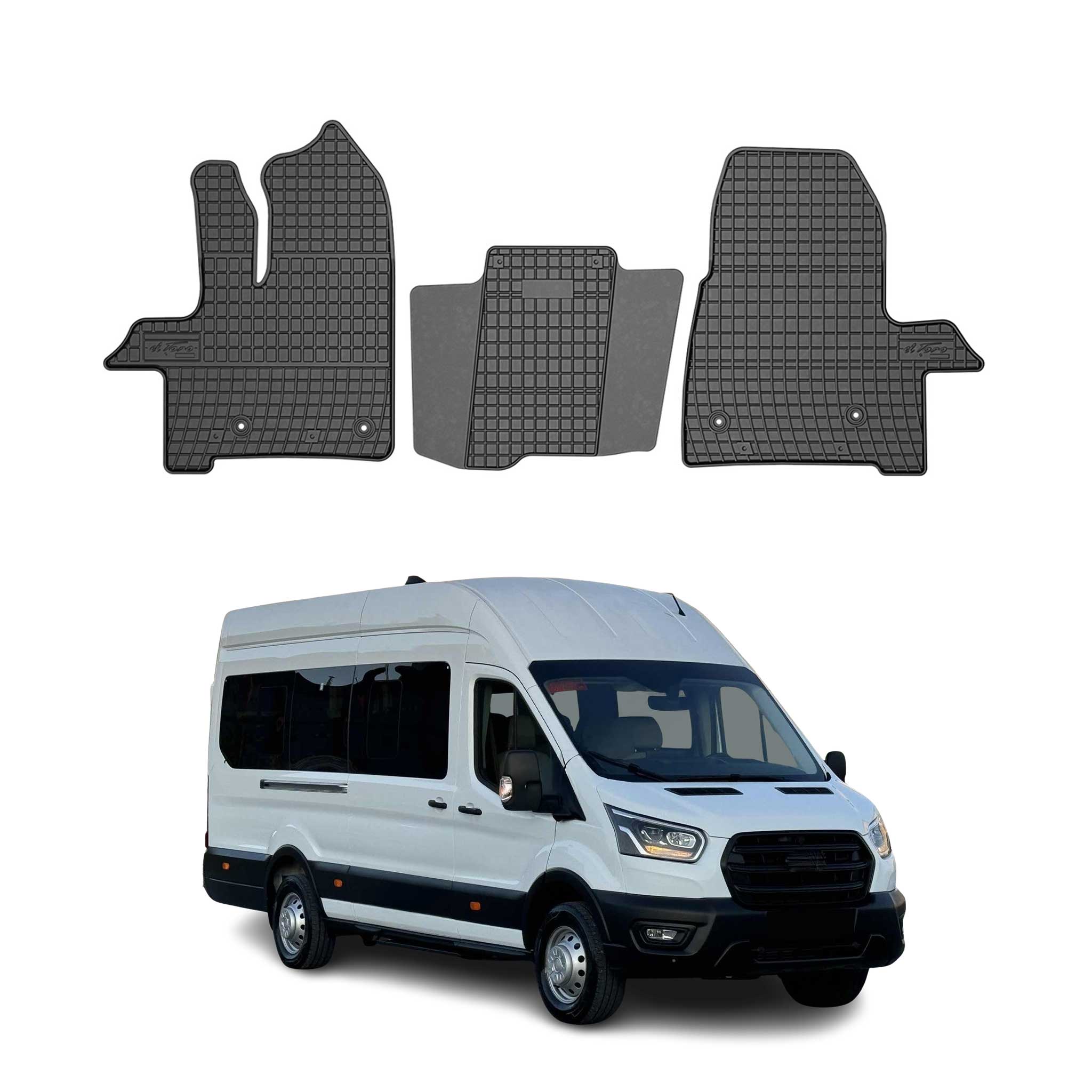 2015-2025 Ford Transit 150 250 350 Floor Mats Liners Full Set All Weather Rubber Black